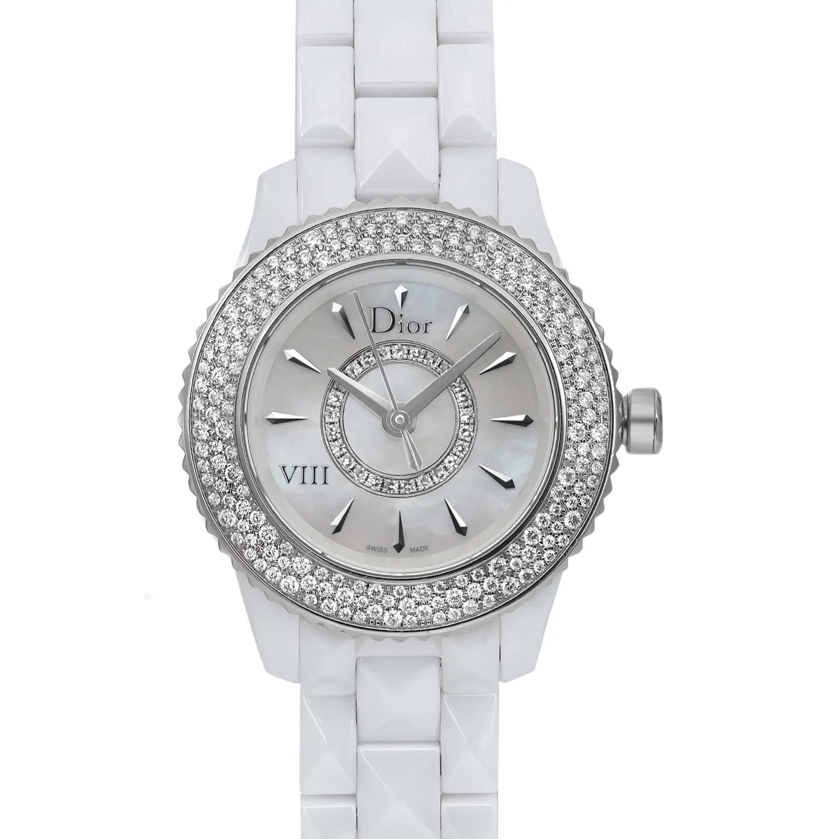 Christian Dior VIII Hi Tech Ceramic MOP Dial Quartz Ladies Watch CD1221E4C001