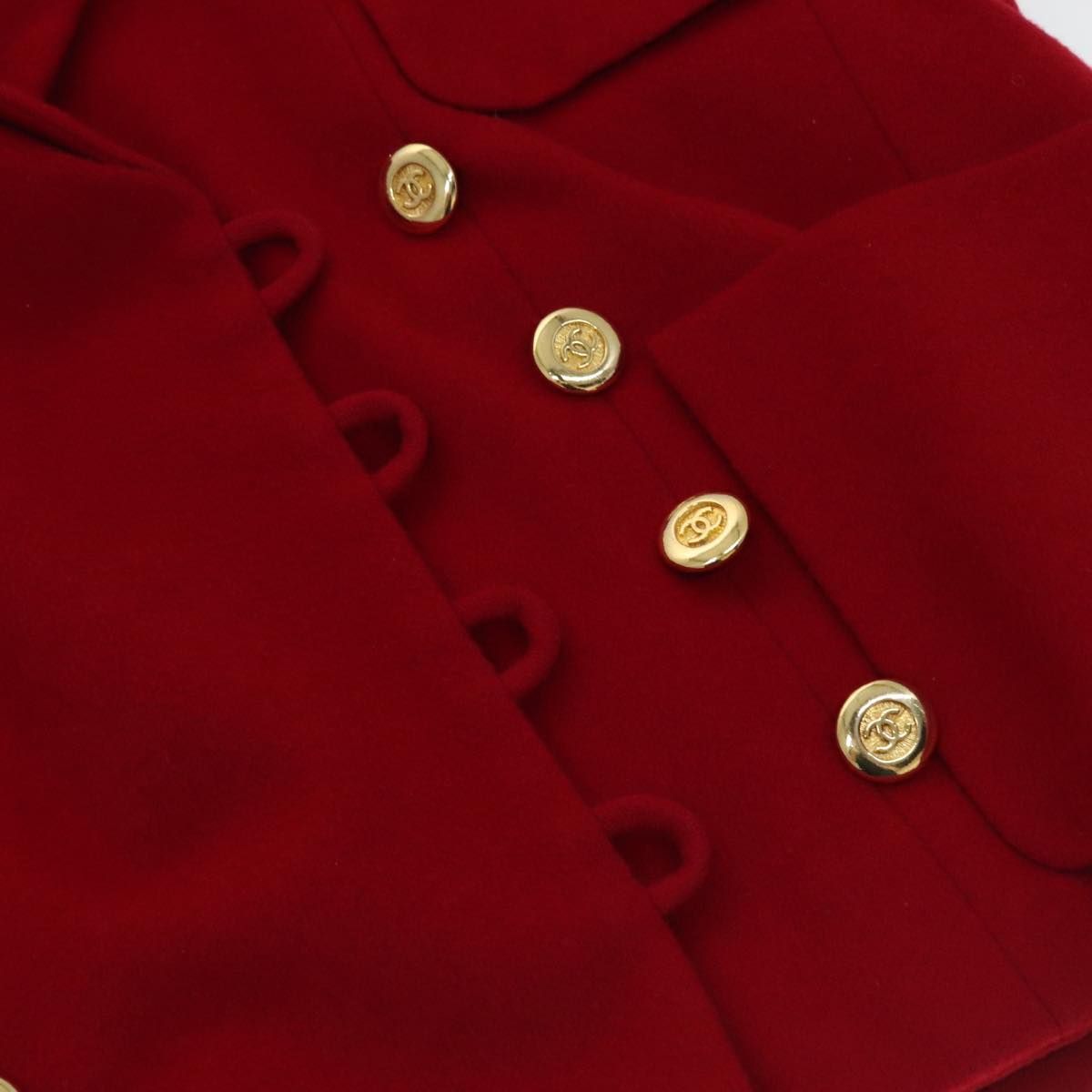 Chanel Coat Jacket Cashmere Red Cc Auth