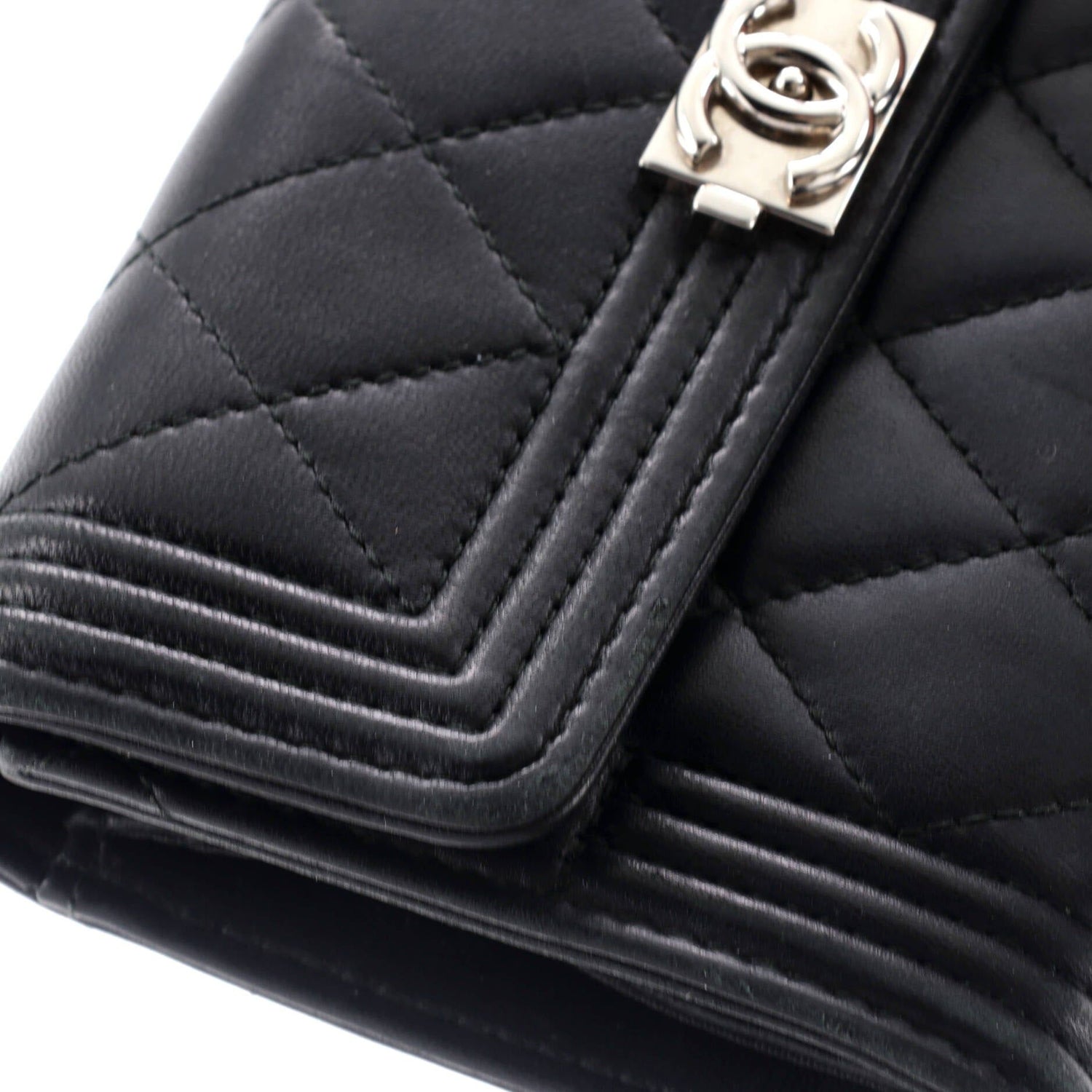 Chanel Boy Trifold Flap Wallet Quilted Lambskin Medium