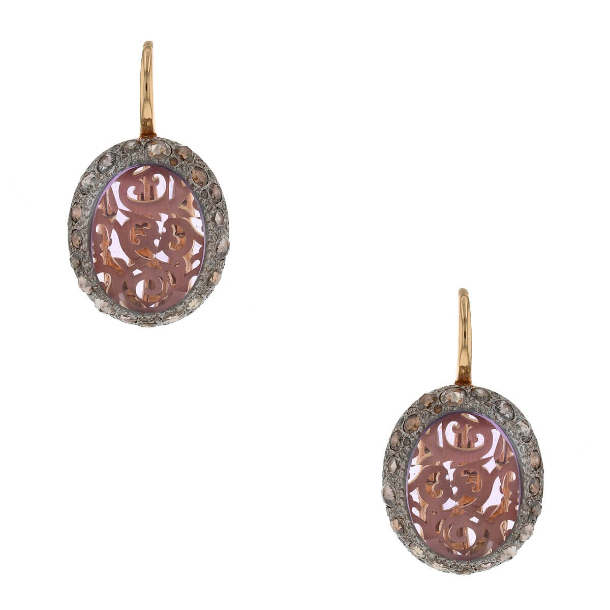 Pomellato Arabesque gold, diamonds and amethyst earrings