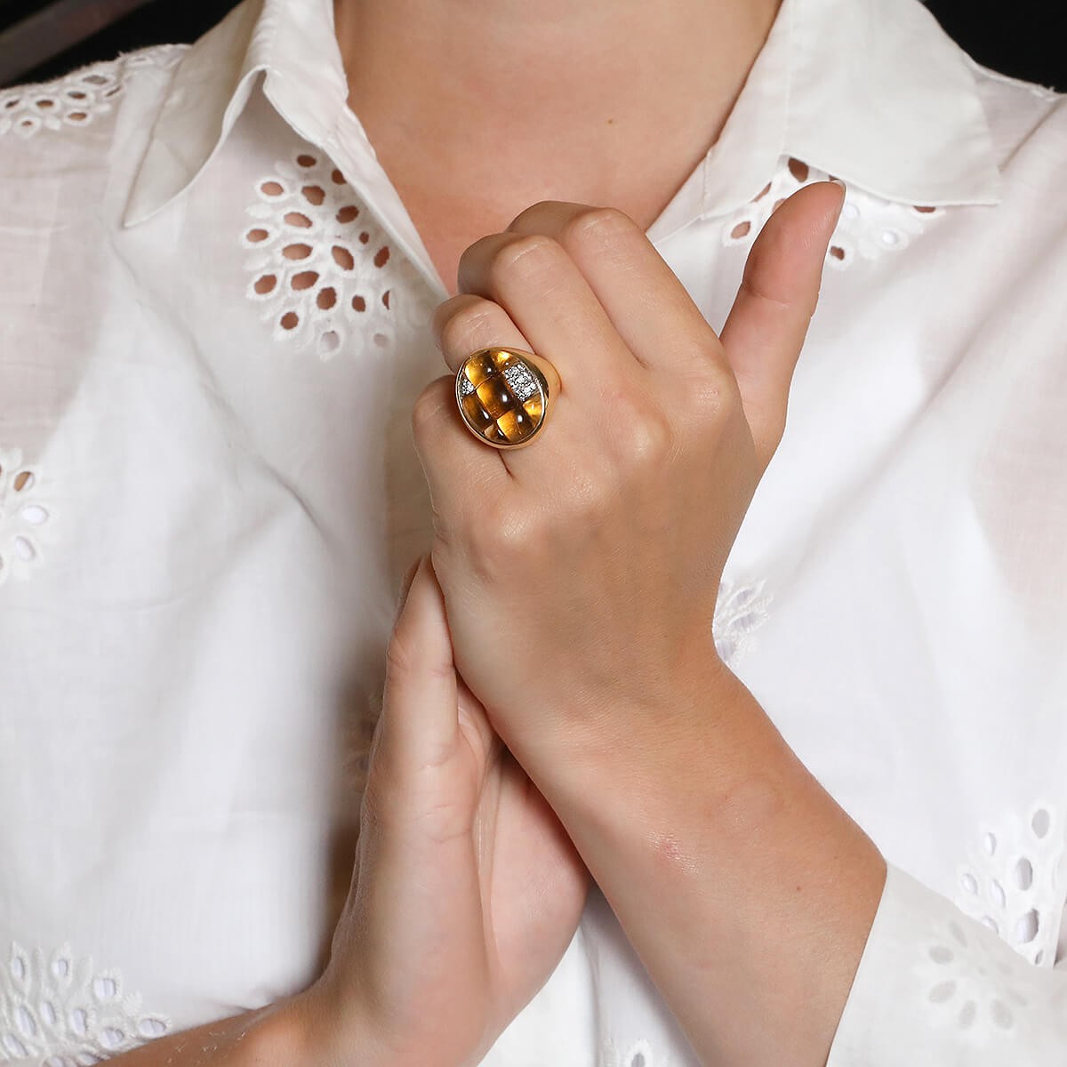 Pomellato Mosa•co citrines, diamonds and gold ring