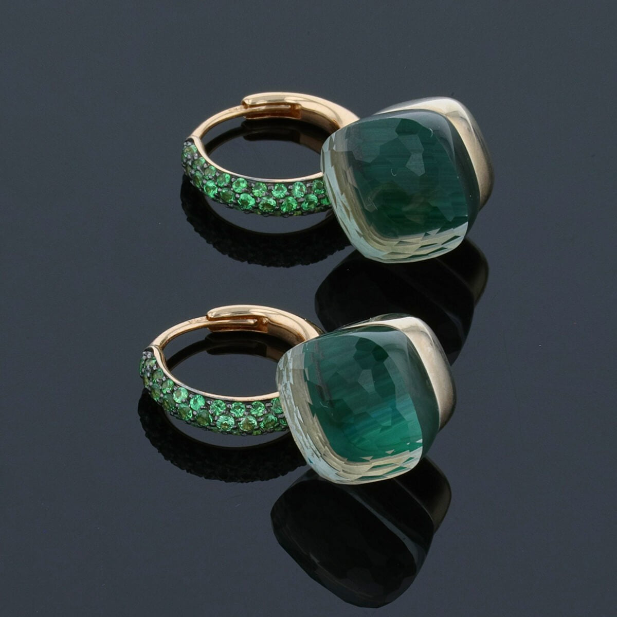 Pomellato Nudo garnets, quartz and gold earrings