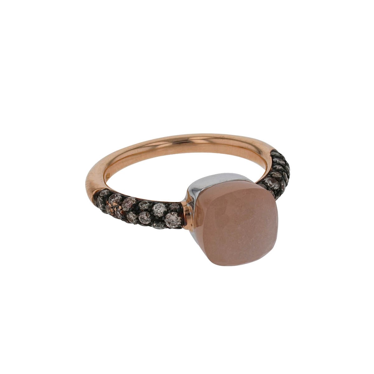 Pomellato Nudo moonstone, diamonds and gold ring