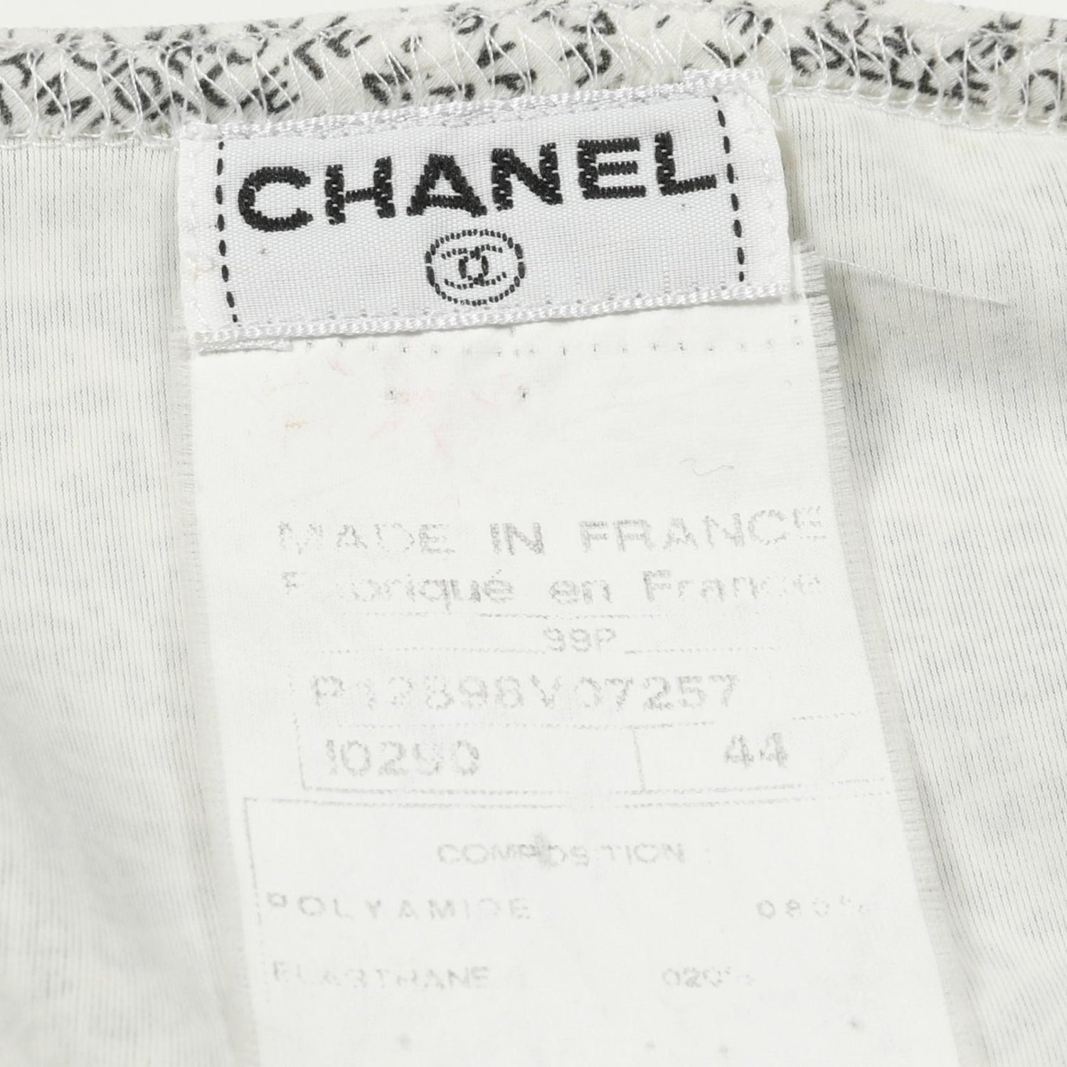 Chanel White Black All-over Logo Print Side Zip Tank Top Other Nylon P 12898v 07257