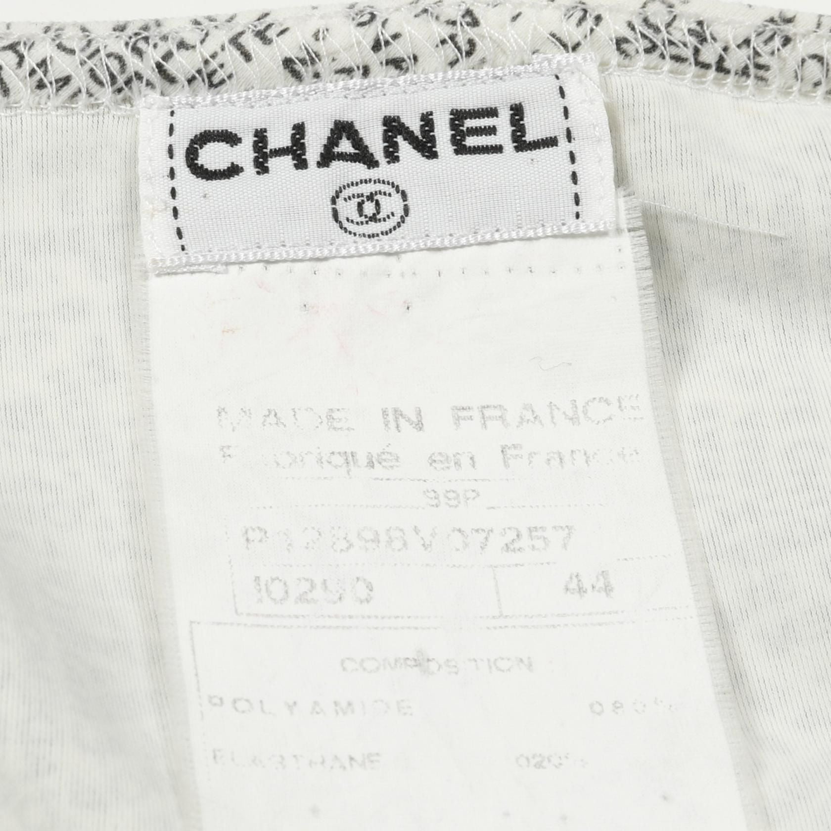 Chanel White Black All-over Logo Print Side Zip Tank Top Other Nylon P 12898v 07257