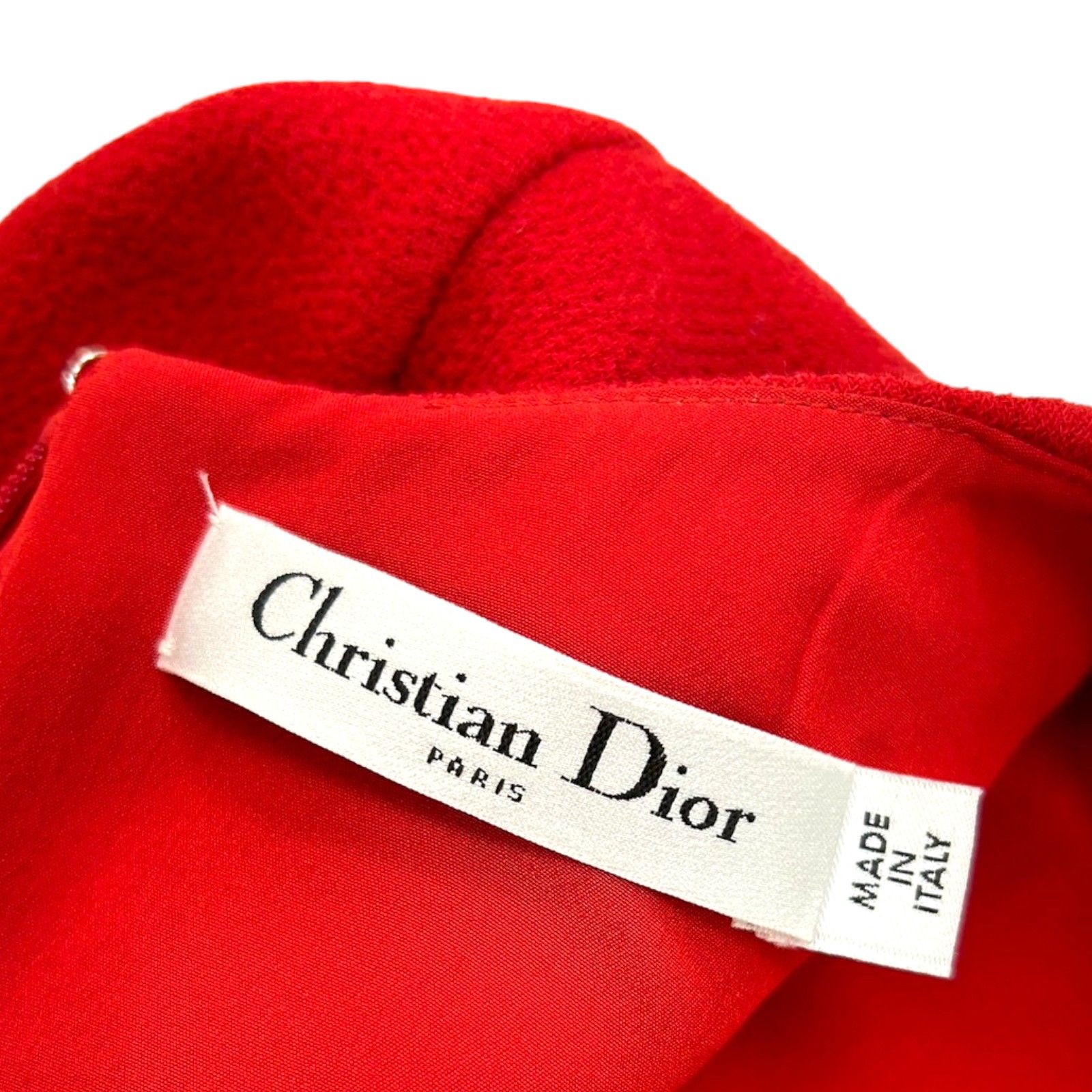 Dior One Piece Dress Silk Wool Red 34