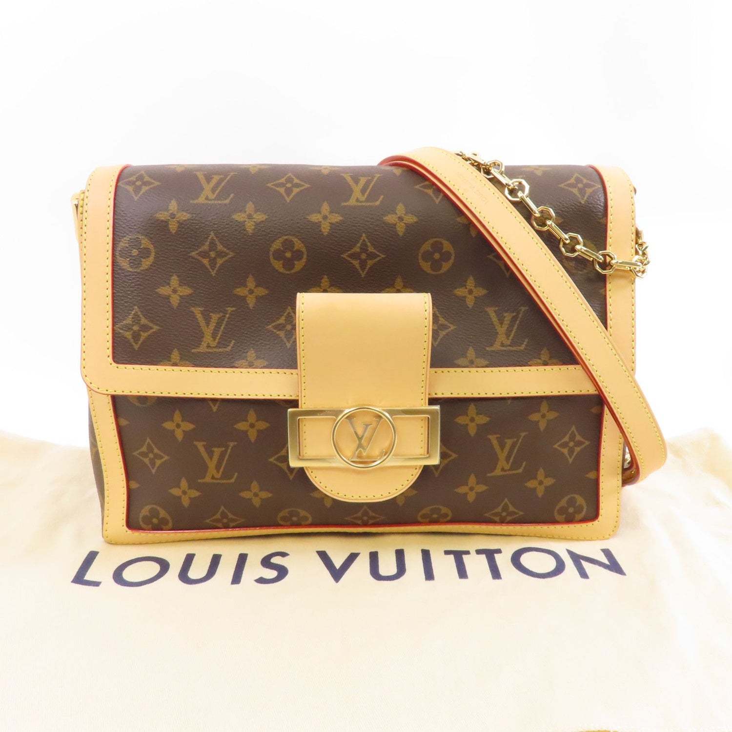 Louis Vuitton Monogram Dauphine Soft Gm Kinpaku Hand-handed Bag For Shoulders And Backs Palm Colo
