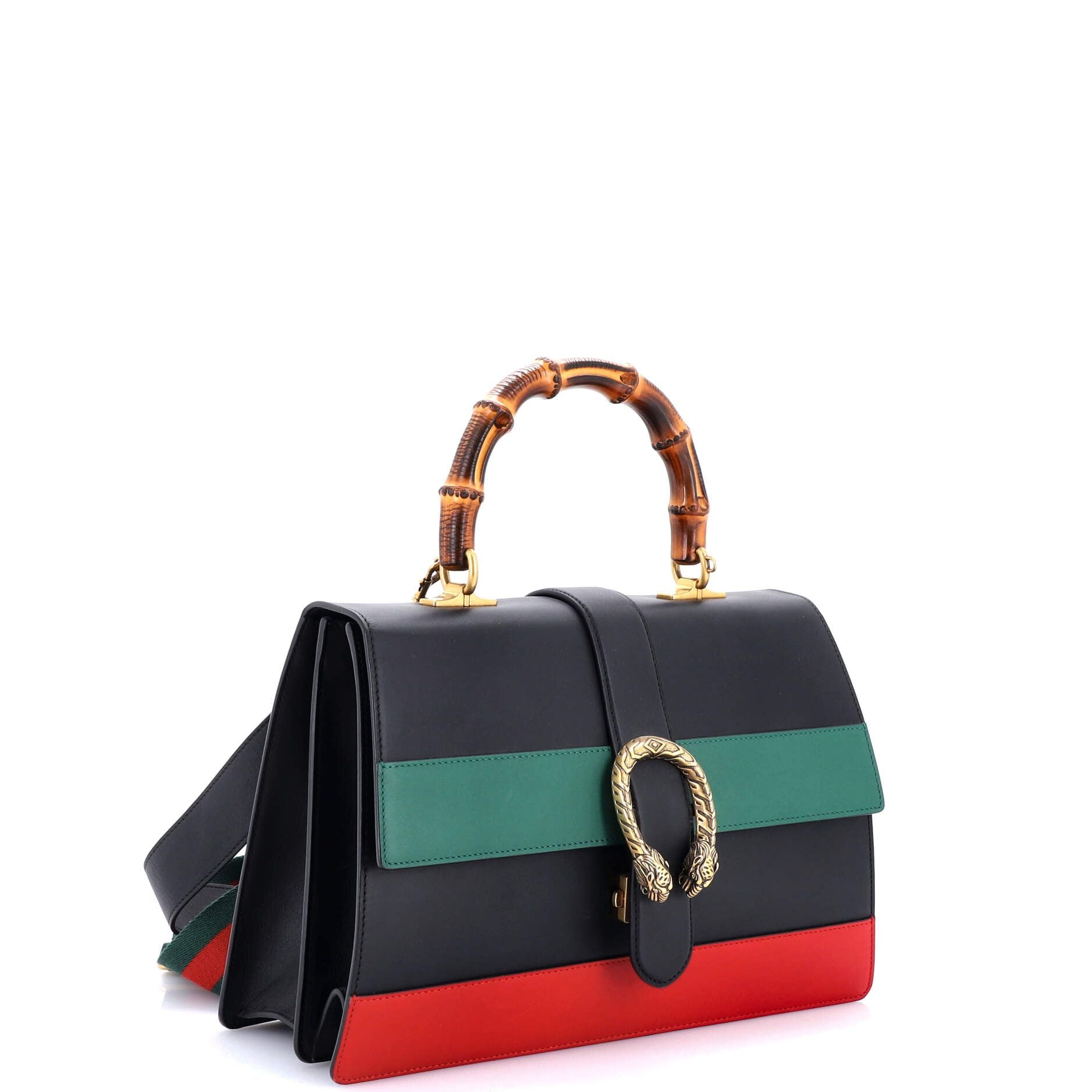 Gucci Dionysus Bamboo Top Handle Bag Colorblock Leather Large