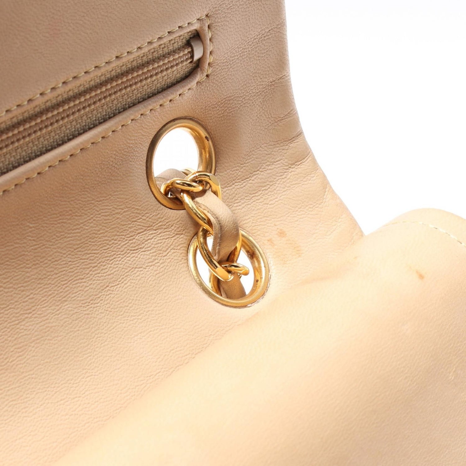 Chanel Beige Matelasse W Flap Shoulder Bag Lambskin (sheep Leather) A 01113