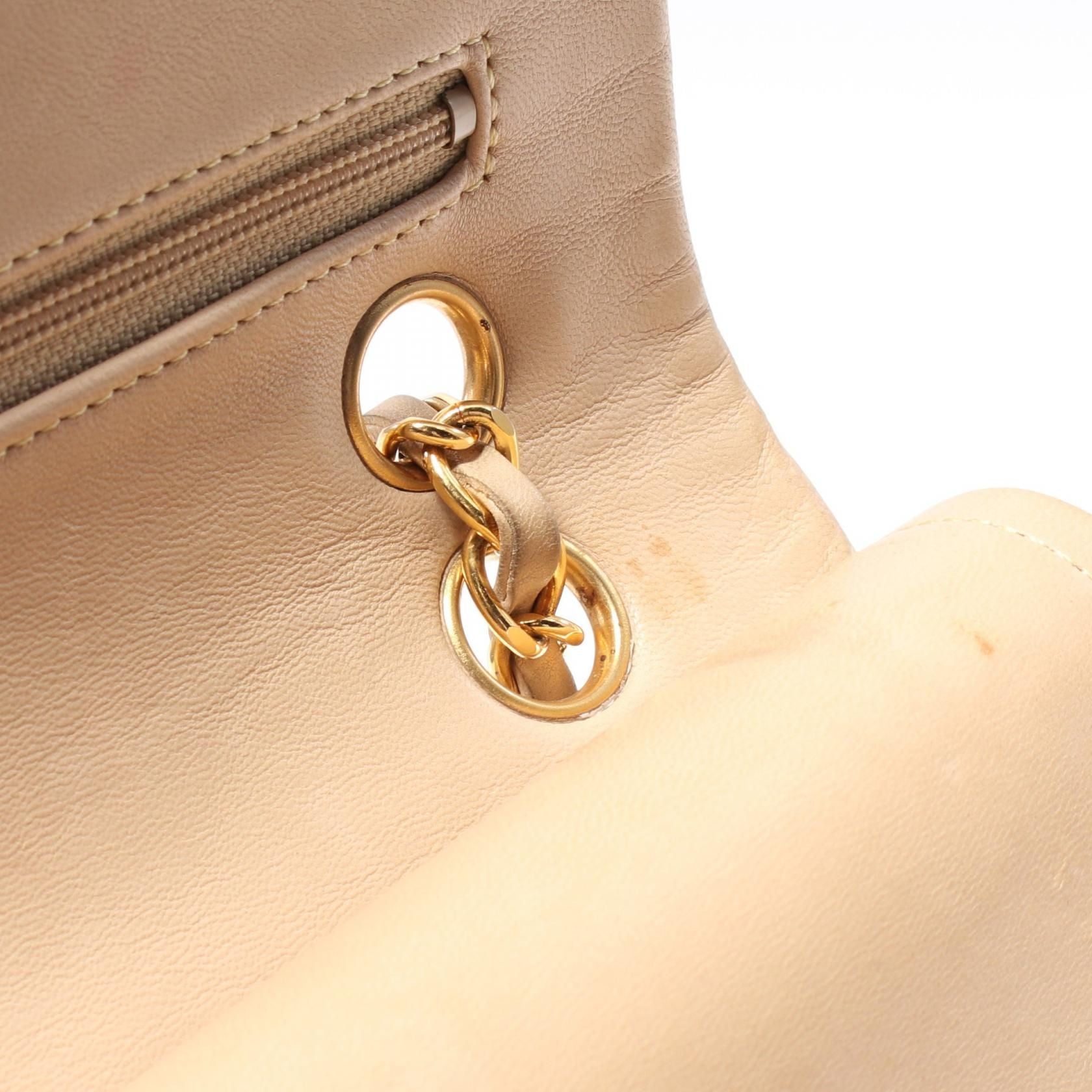 Chanel Beige Matelasse W Flap Shoulder Bag Lambskin (sheep Leather) A 01113