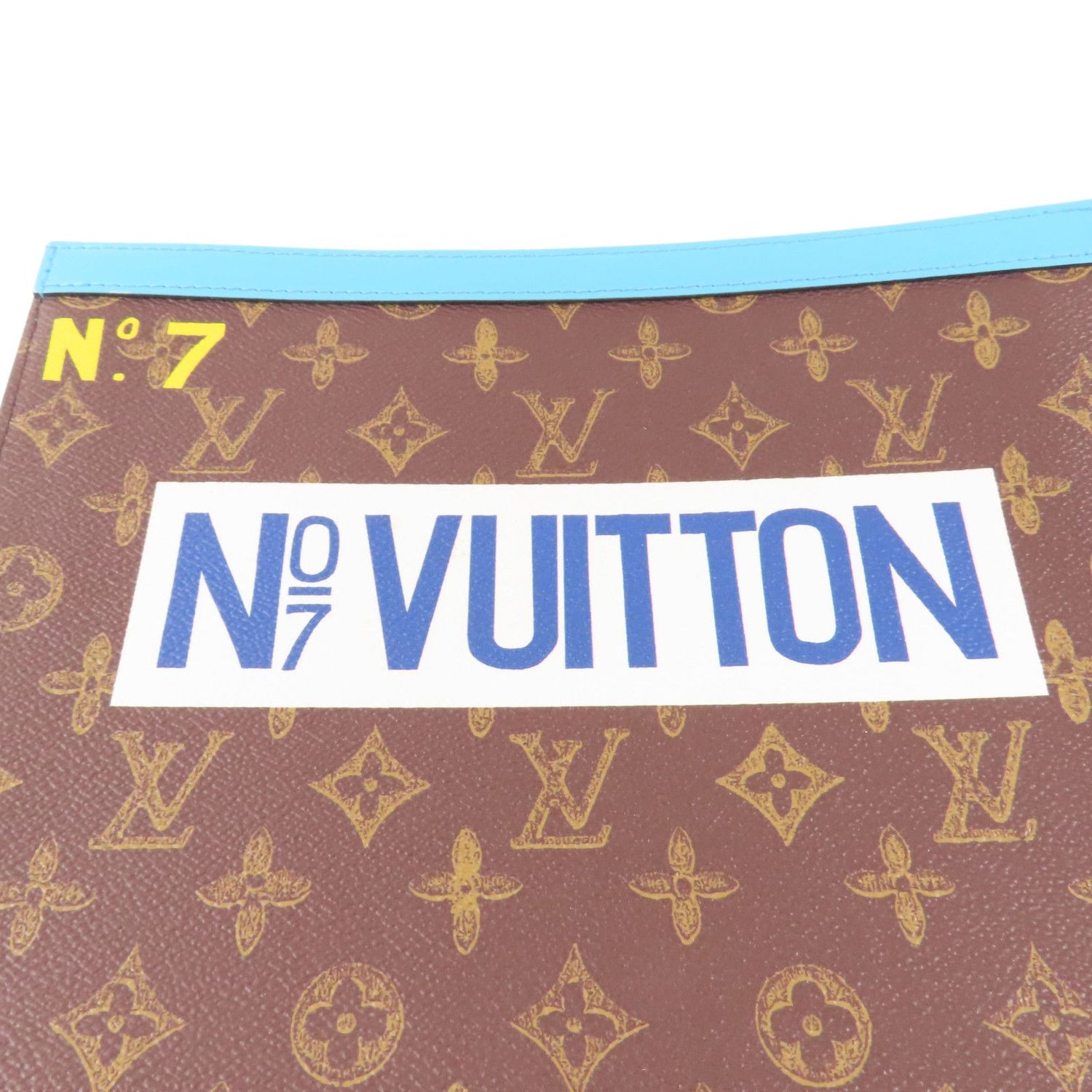 Louis Vuitton Monogram Pochette Voyage Mm Gold Hand Bag Brown/blue Business Bag Clutch Bag M 81204