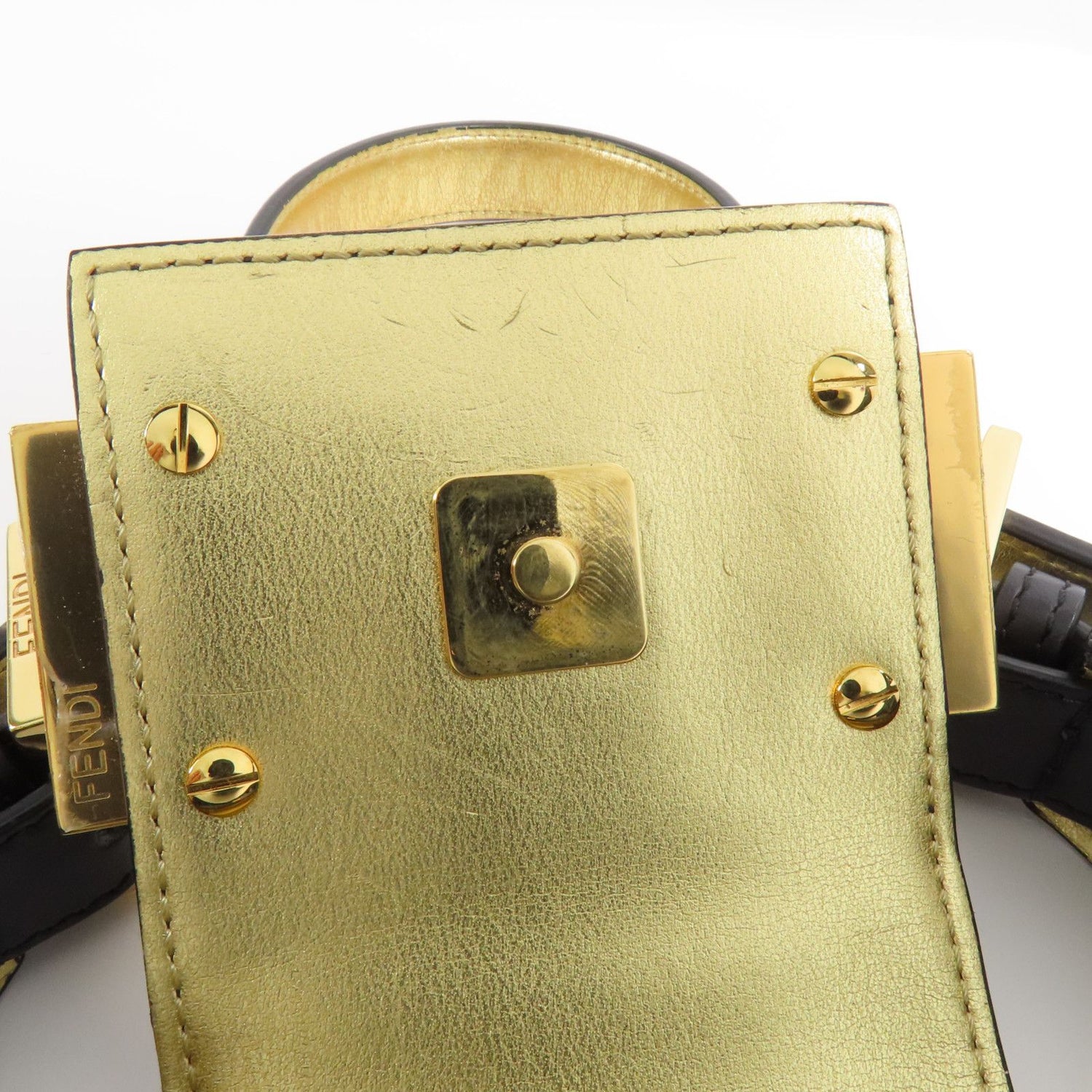 Fendi Cowhide Leather Cookie Hobo Bag Golden Shoulder Bag Black Calfskin (cowhide) 8bs 065