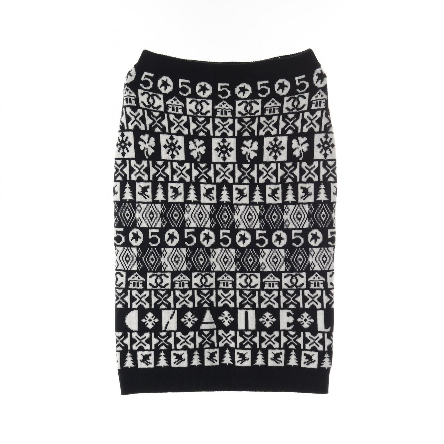Chanel Coco Neige Skirt P 62261k 47646 Cashmere Black White 36