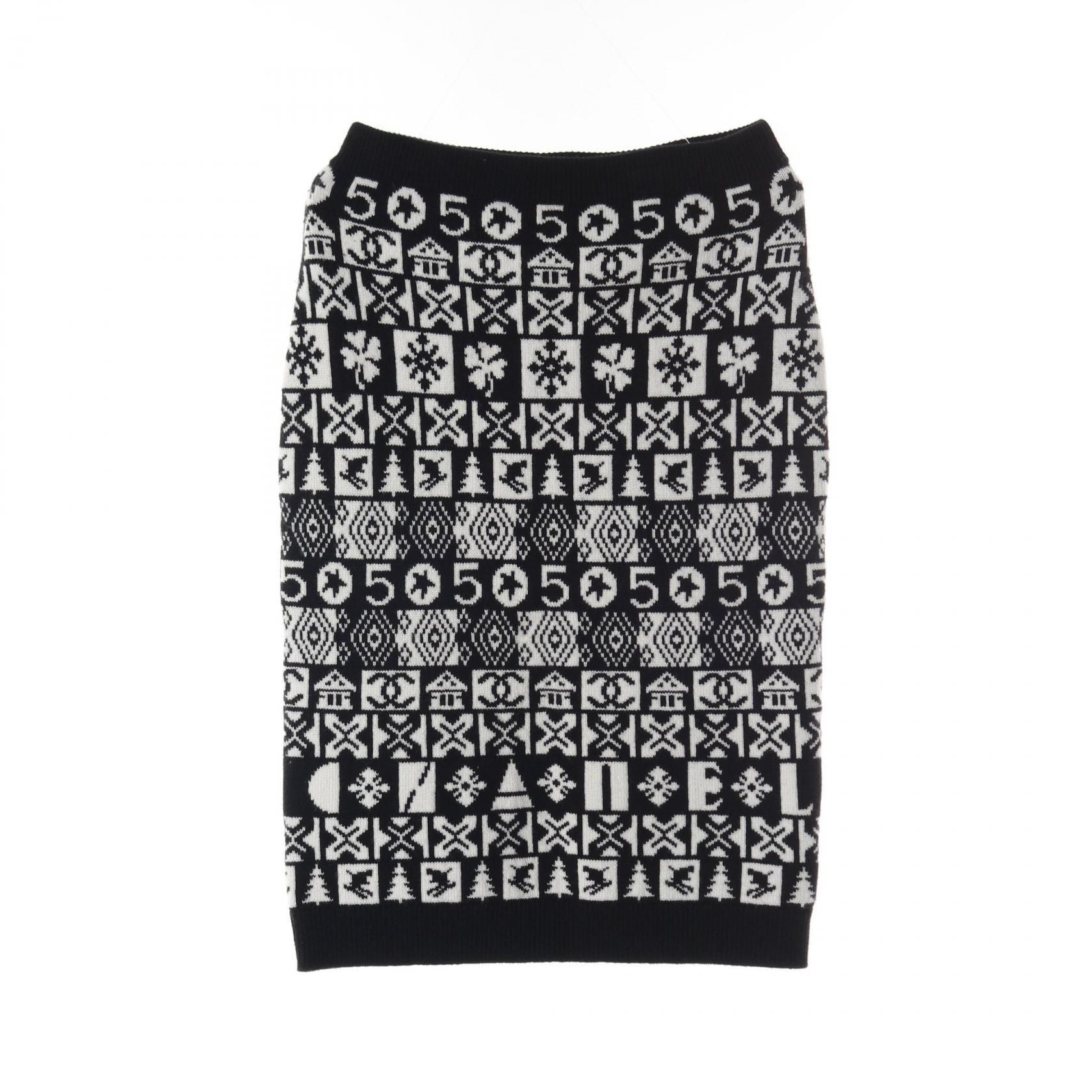 Chanel Coco Neige Skirt P 62261k 47646 Cashmere Black White 36