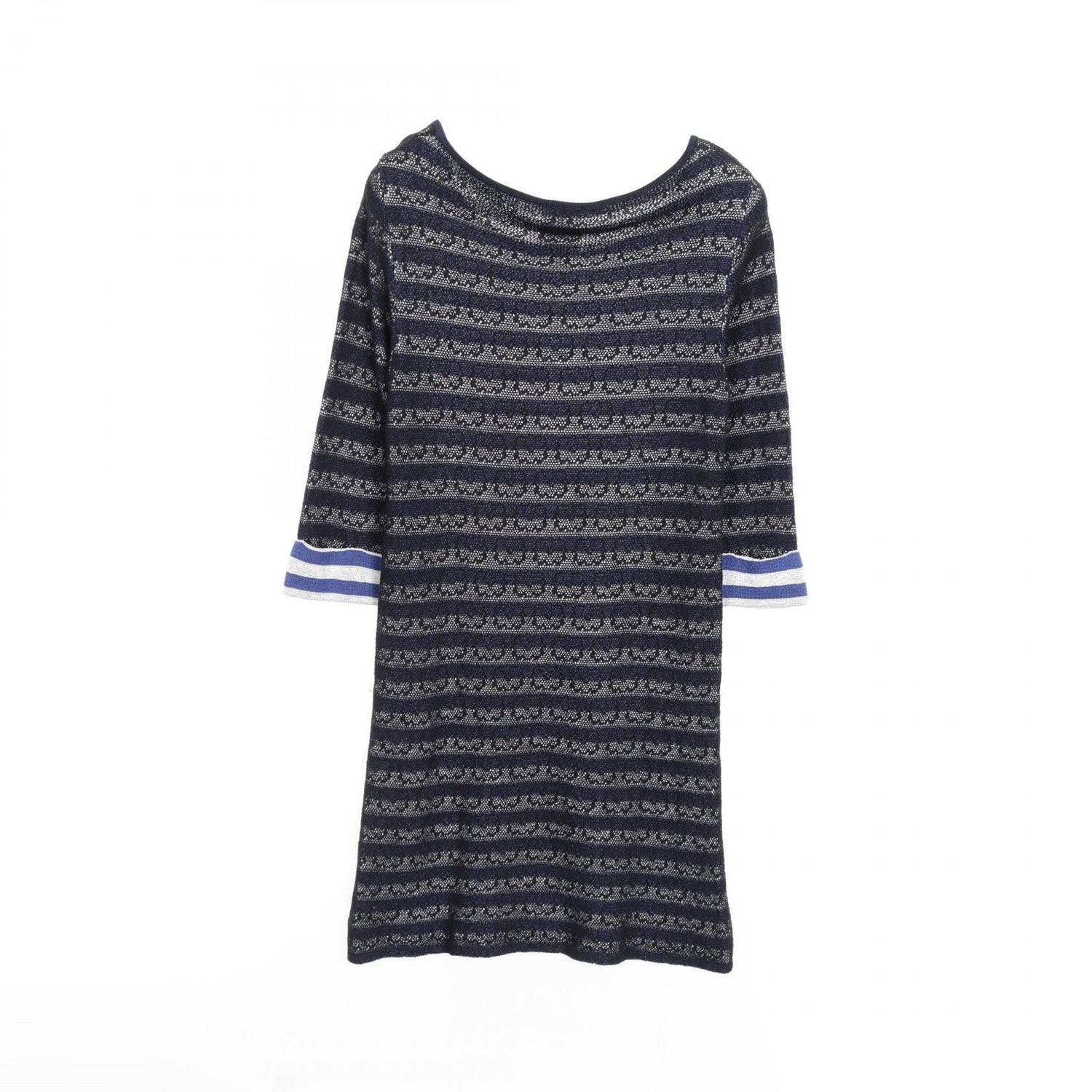 Chanel Black Blue Gray Dress Cotton Rayon Silk P 47670k 06031