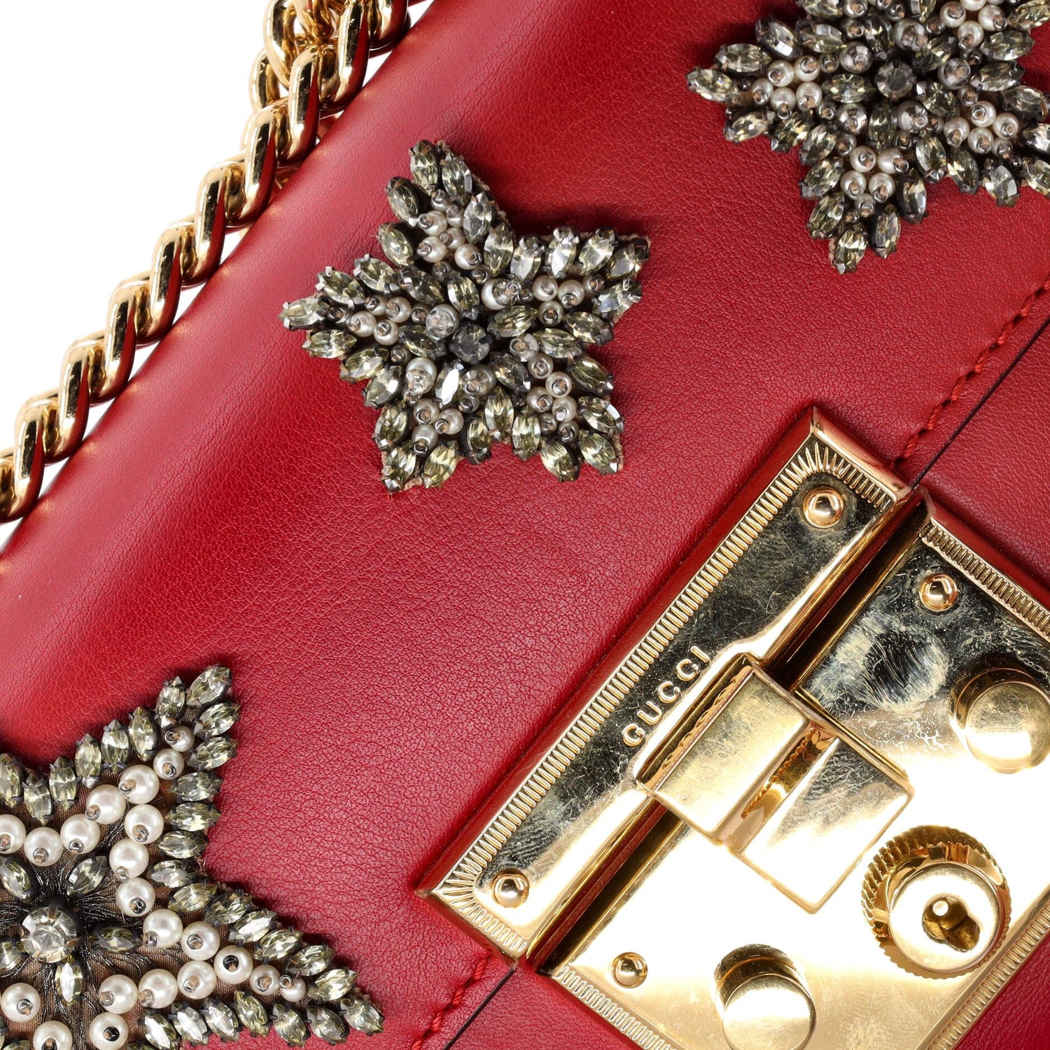 Gucci Padlock Shoulder Bag Embellished Leather Small