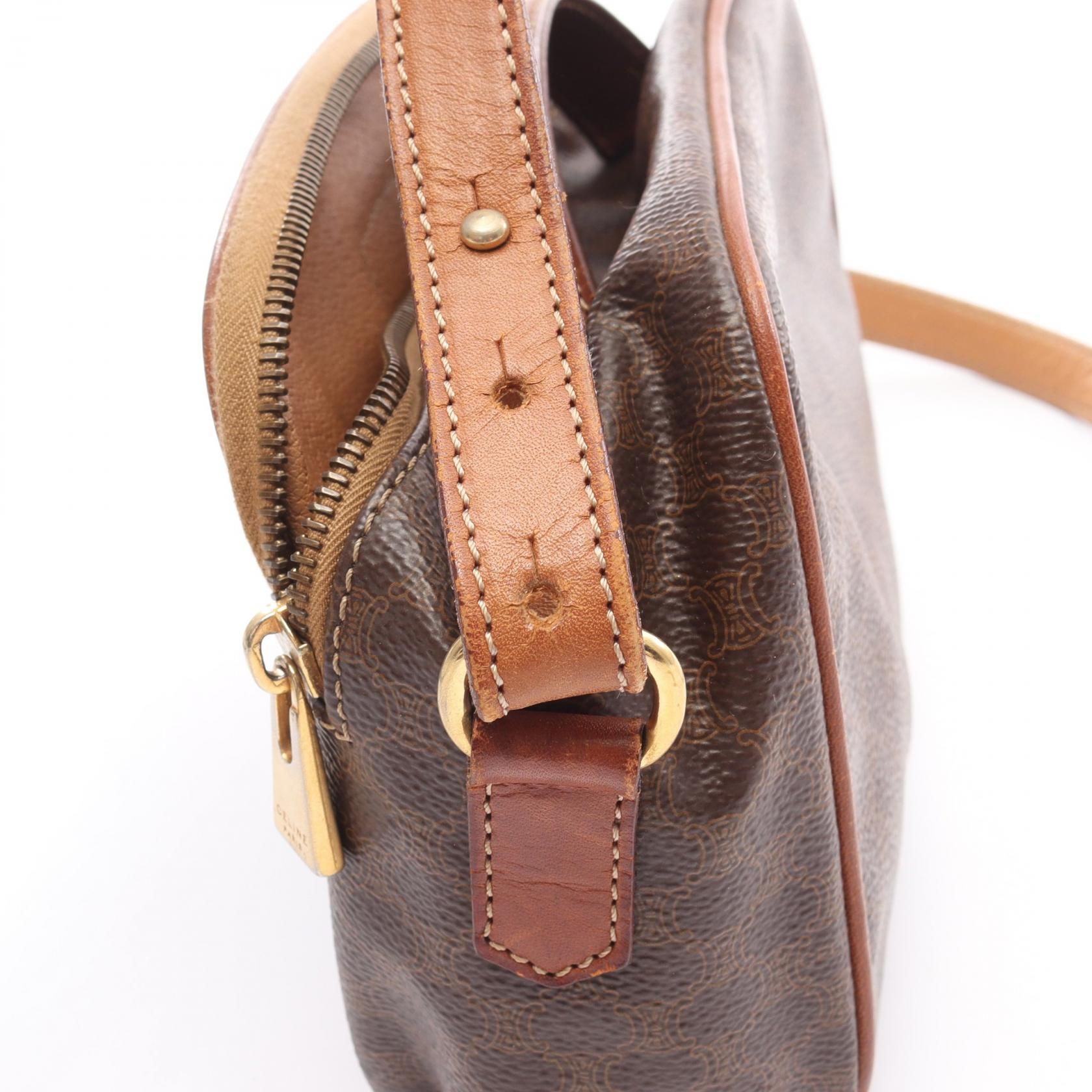 Celine Macadam Handbag Brown Pvc Coated Canvas