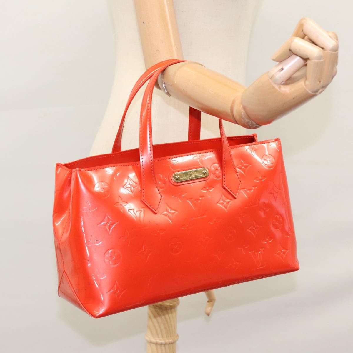 Louis Vuitton Vernis Wilshire Pm Hand Bag Orenge M 93644 Lv Auth