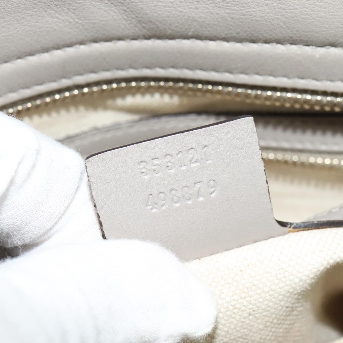 Gucci Gg Canvas Guccissima Hand Bag Leather Gray Gold 353121 Auth