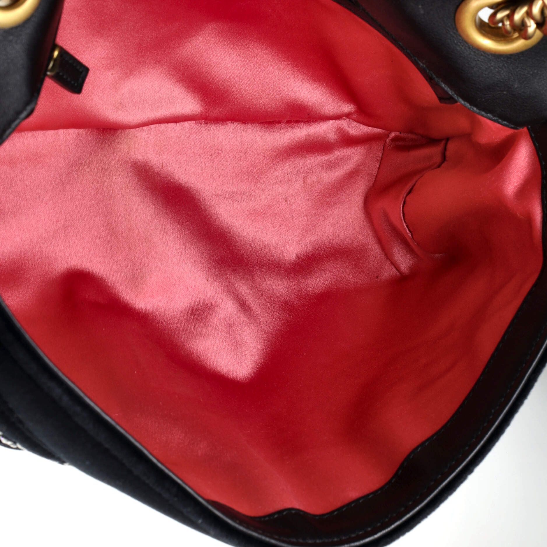 Gucci GG Marmont Flap Bag Crystal Embellished Matelasse Velvet Medium