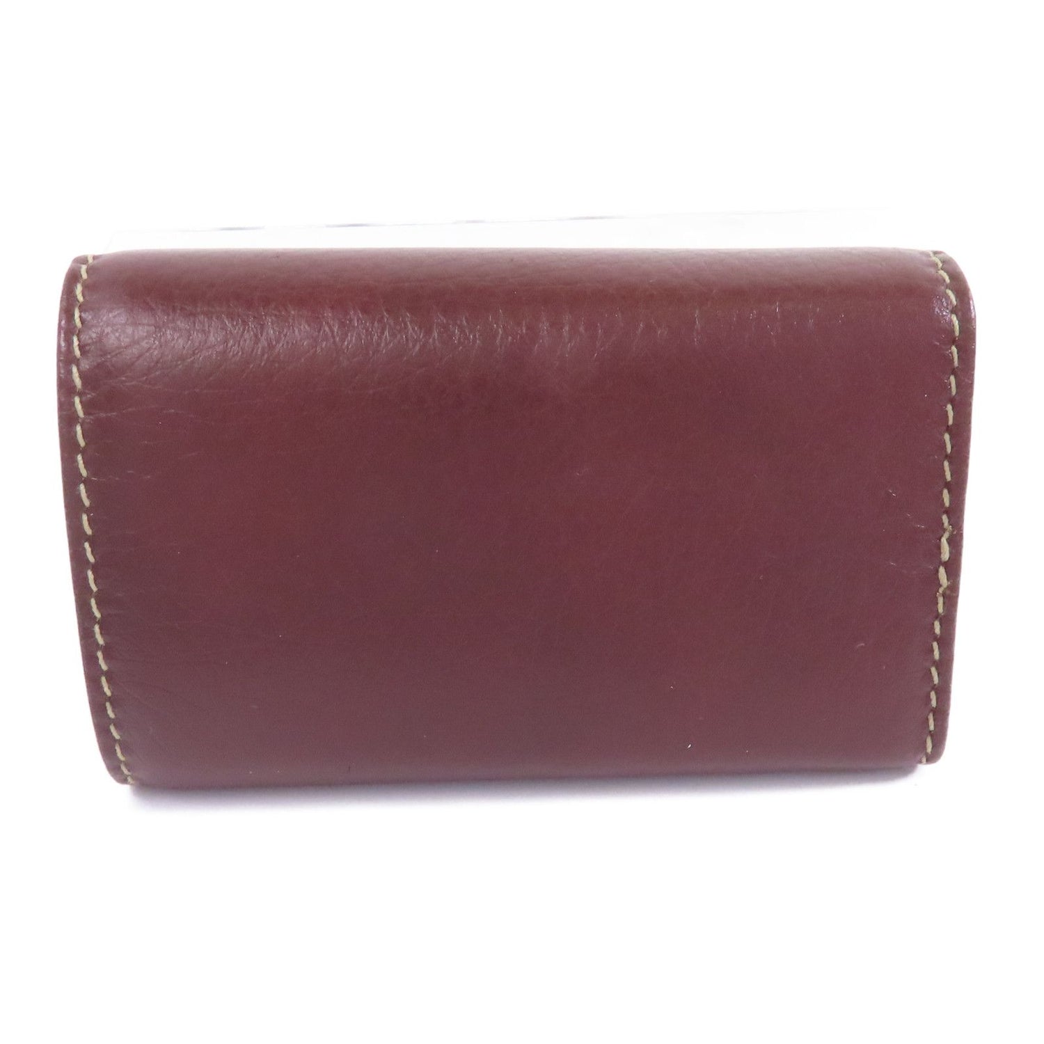 Gucci Cowhide Leather Key Case Silver Chain Spoon Baozhu Red Key Holder Bordeaux Red Calfskin (cowhide) 212177