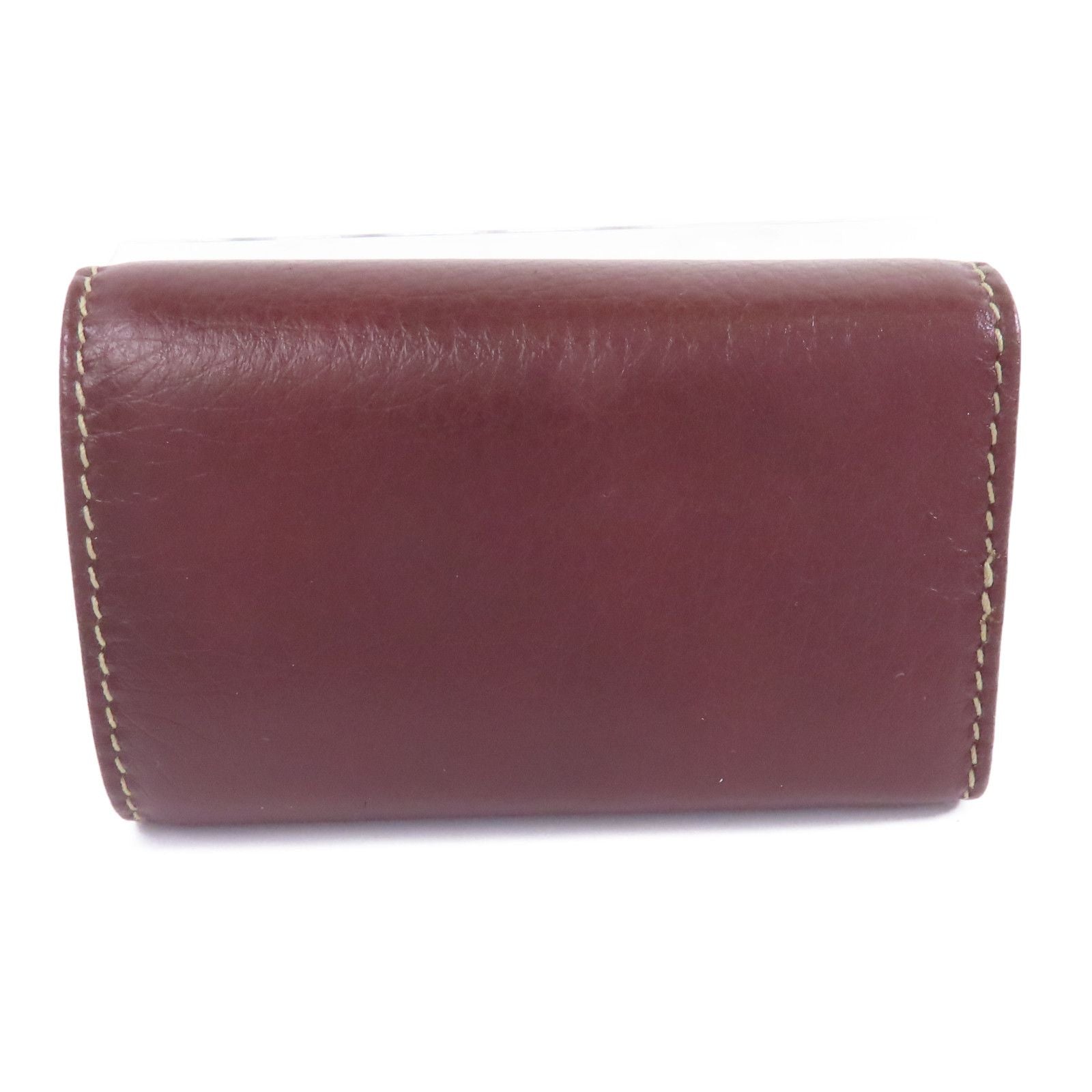 Gucci Cowhide Leather Key Case Silver Chain Spoon Baozhu Red Key Holder Bordeaux Red Calfskin (cowhide) 212177