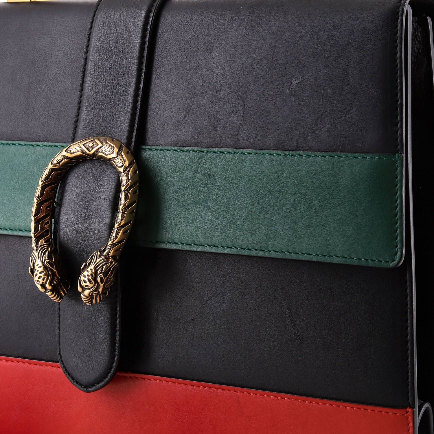 Gucci Dionysus Bamboo Top Handle Bag Colorblock Leather Large