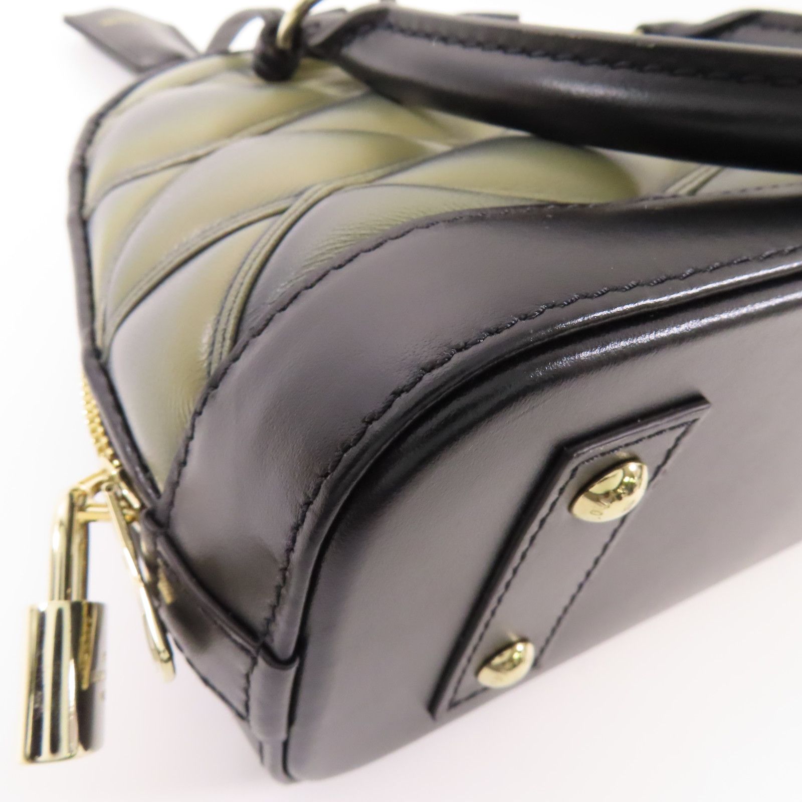 Louis Vuitton Cowhide Leather Alma Bb Handmade Bag Gray Black Handbag M 23576