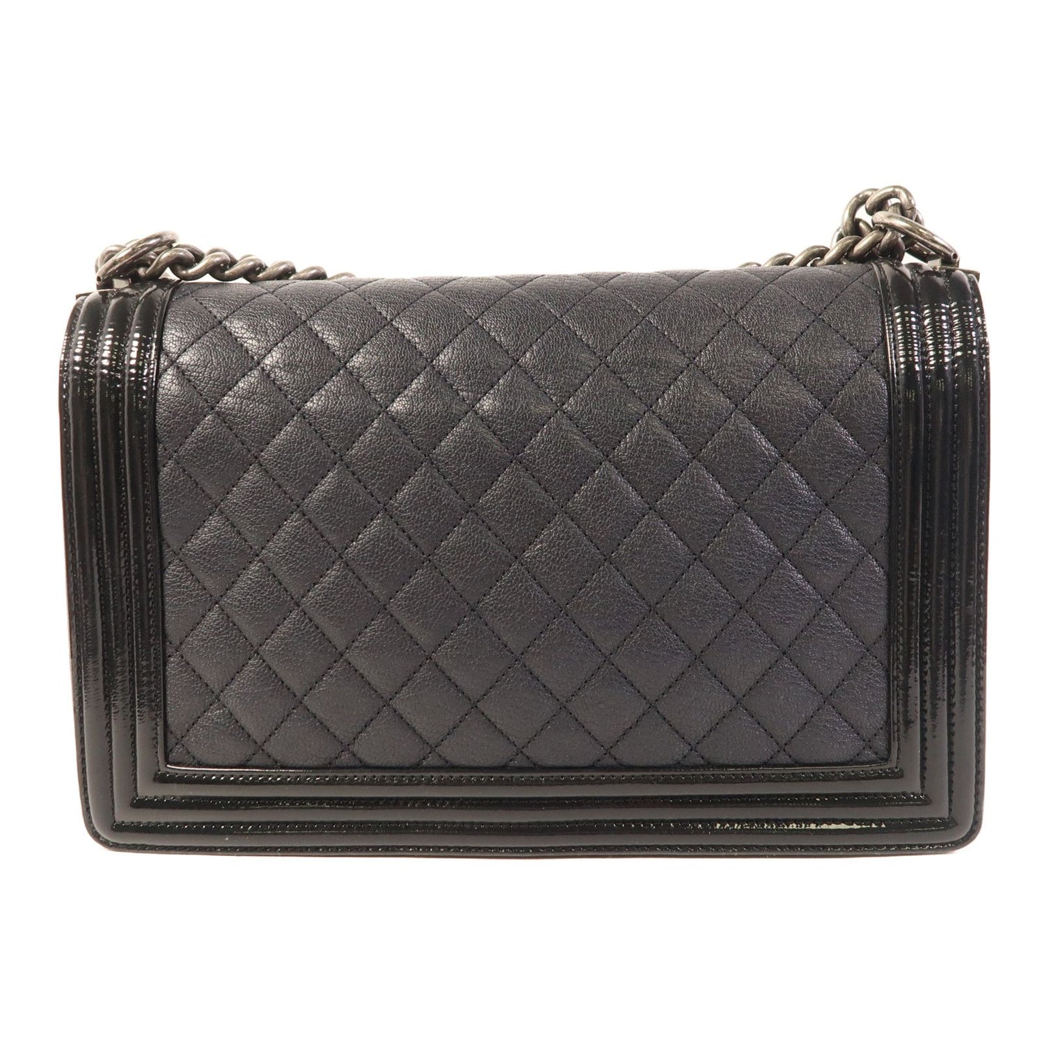 Chanel Black Cowhide Leather Crossbody Back Bag Calfskin (cowhide) Boy 28