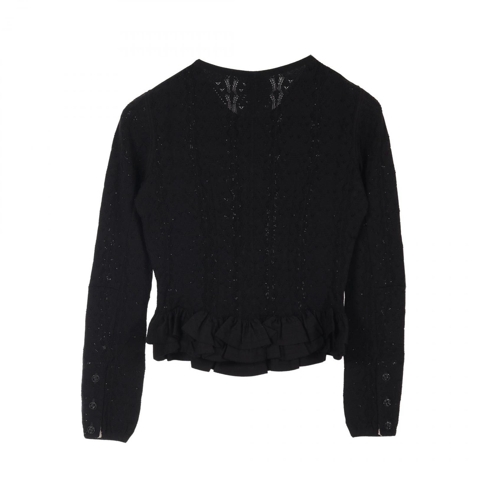 Chanel Black Coco Mark Button Cardigan Rayon P 32710w 04107