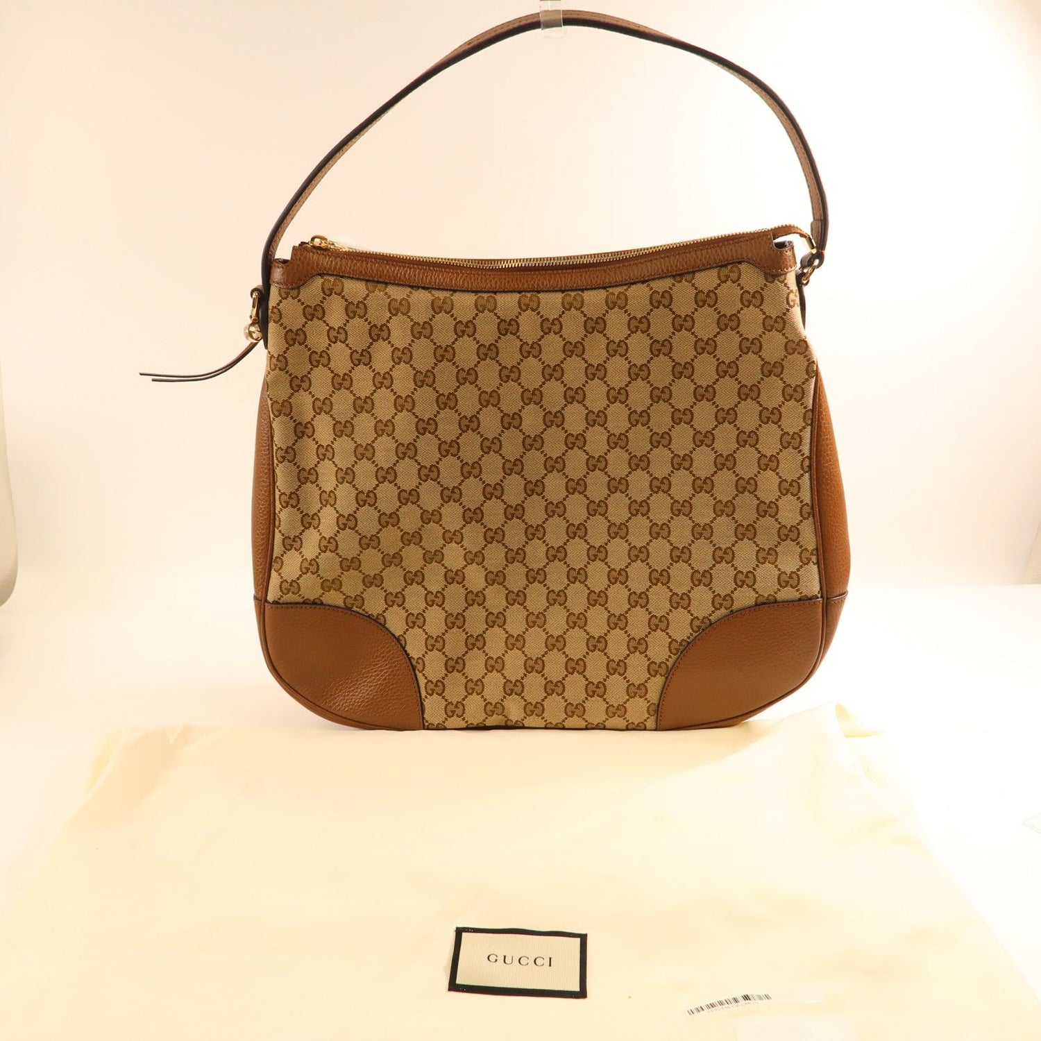 Gucci Canvas Bree Mico Hobo Gold Shoulder Bag Brown Canvas 449244