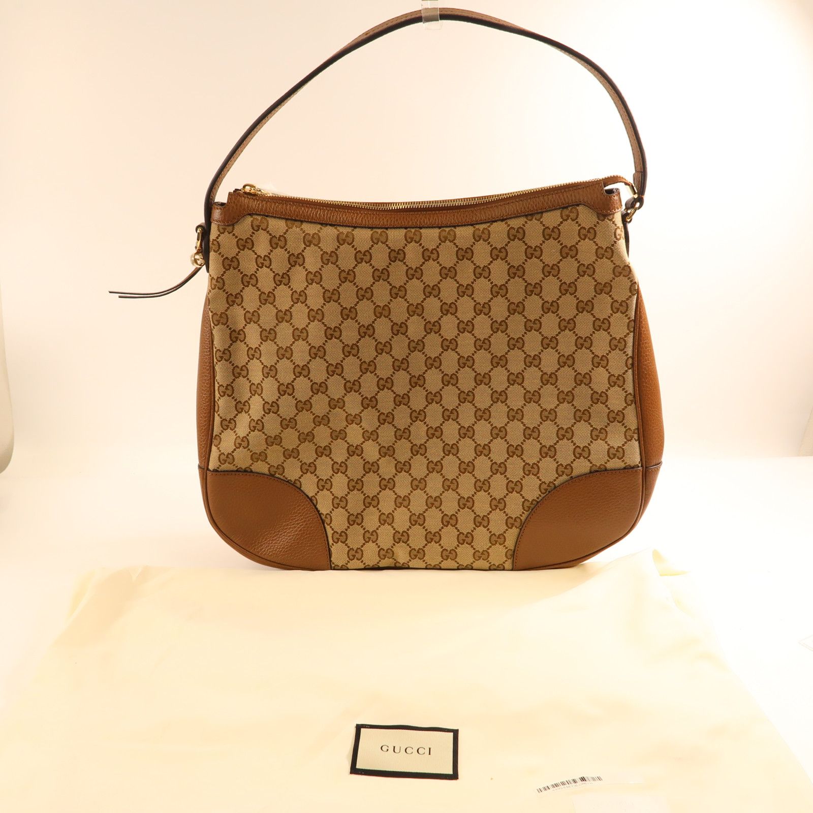 Gucci Canvas Bree Mico Hobo Gold Shoulder Bag Brown Canvas 449244