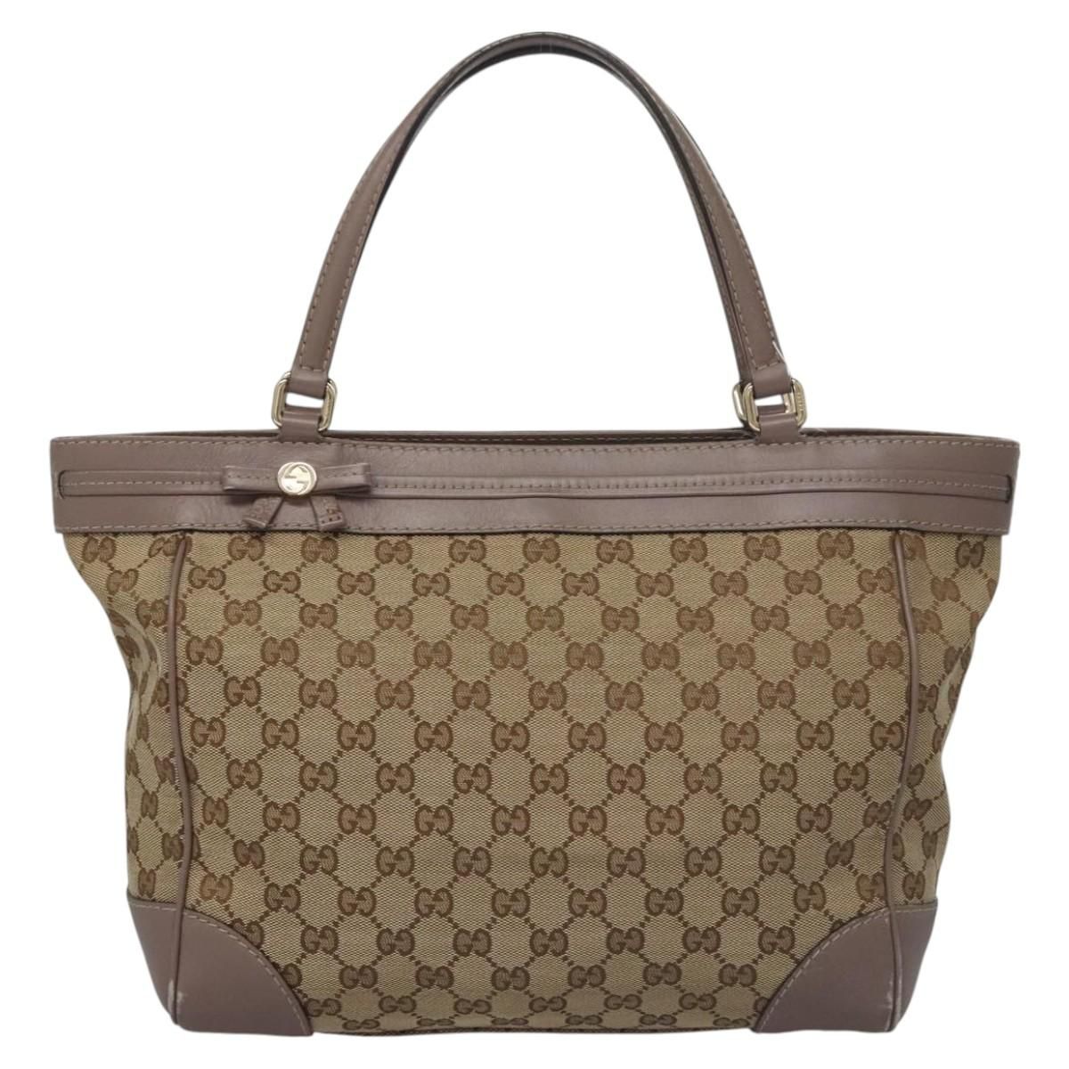 Gucci Gg Canvas Tote Bag Beige Gold 257061 Auth