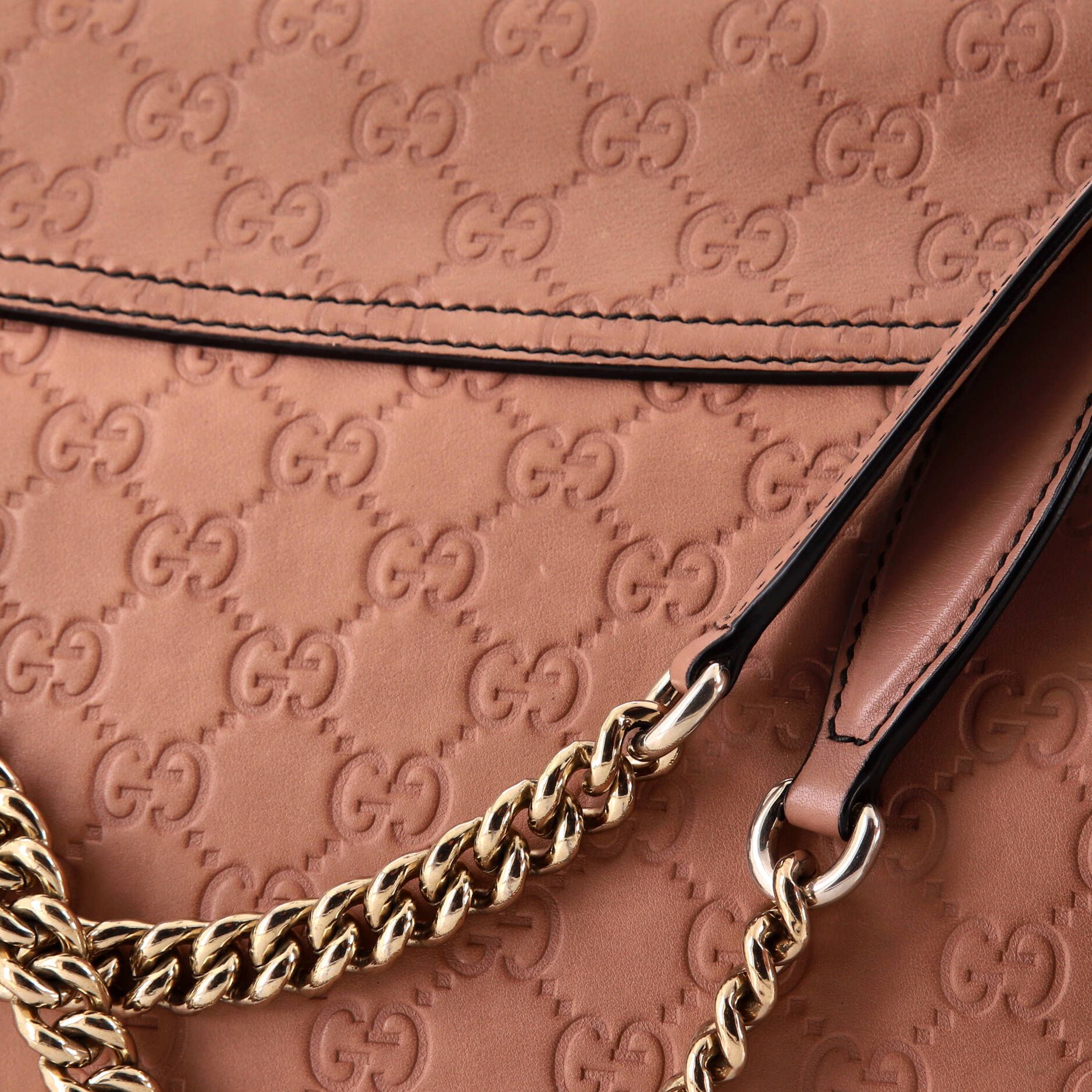 Gucci Emily Chain Flap Shoulder Bag Guccissima Leather Large