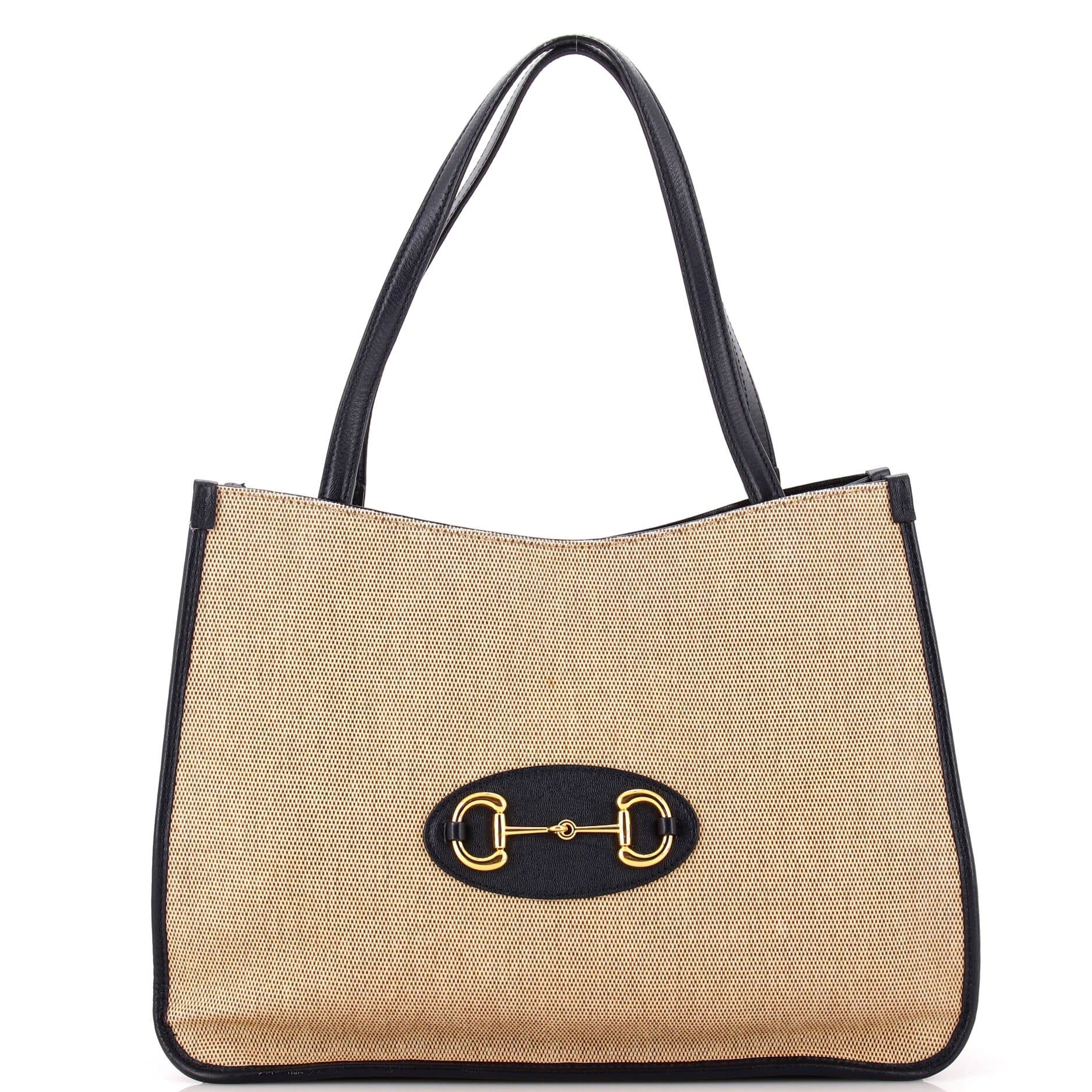 Gucci Horsebit 1955 Tote Canvas And Leather Medium