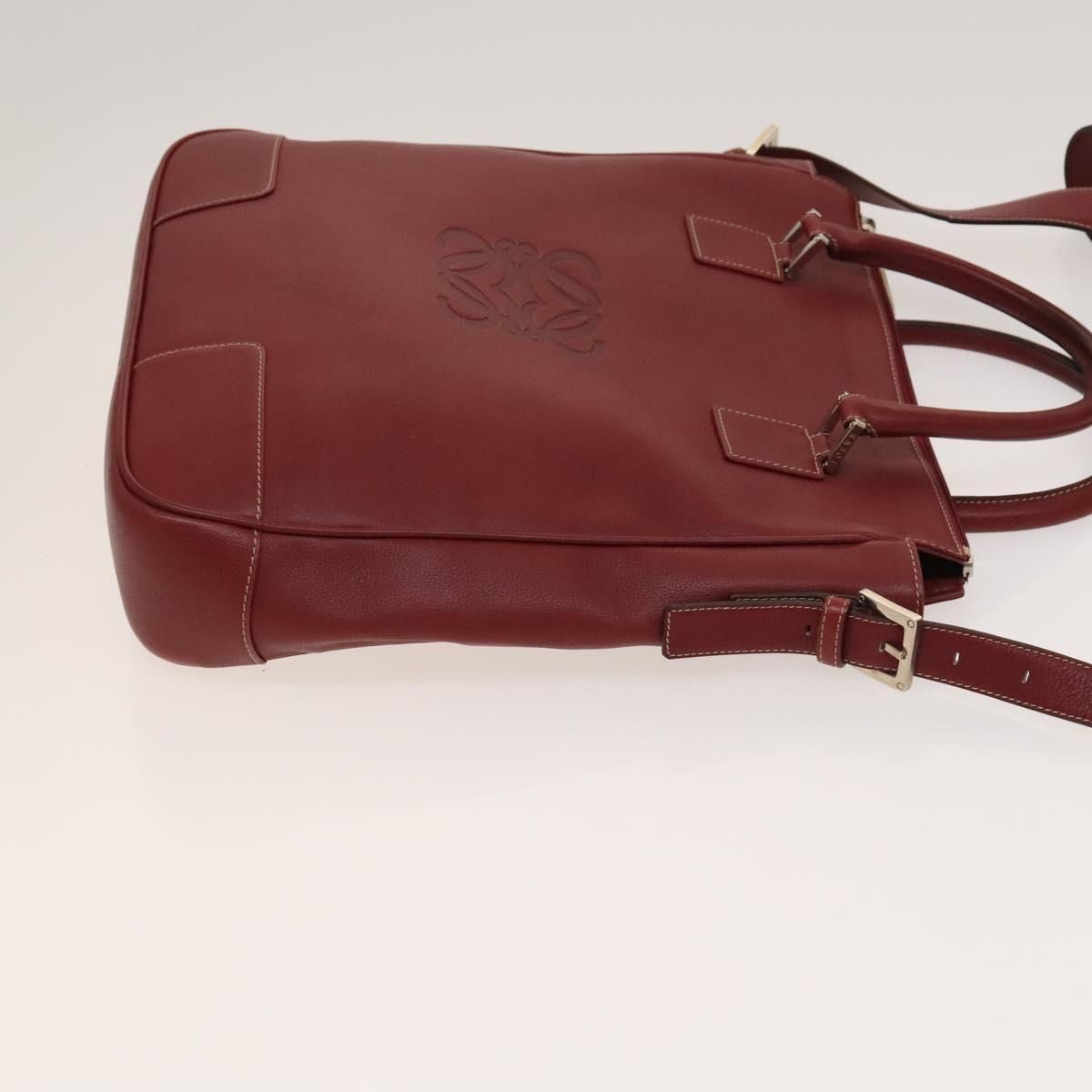 Loewe Anagram Hand Bag Leather 2way Red Silver Auth
