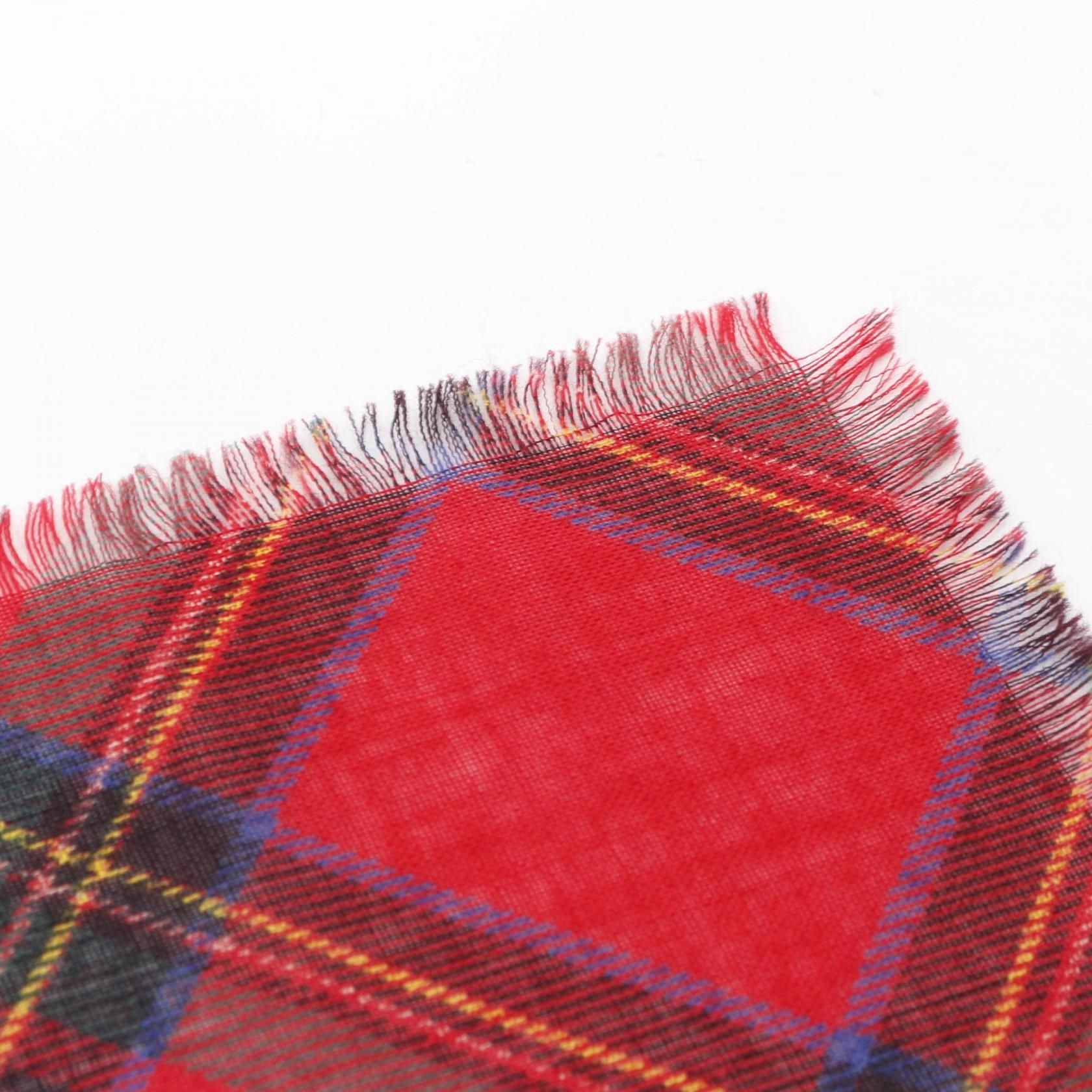 Chanel Red Multicolor Coco Mark Scarf Silk Cashmere