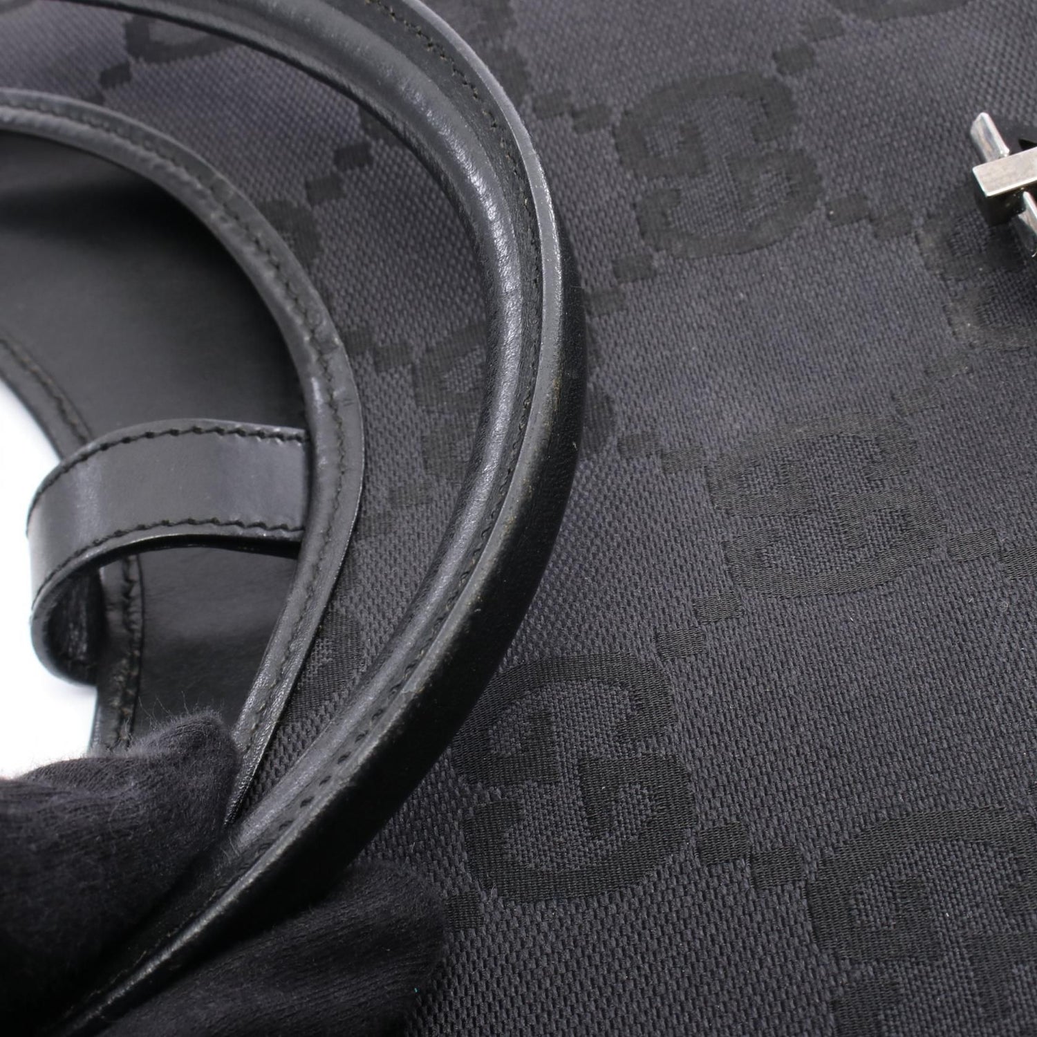 Gucci Jackie 1961 Gg Canvas Shoulder Bag Black Canvas 002 1066