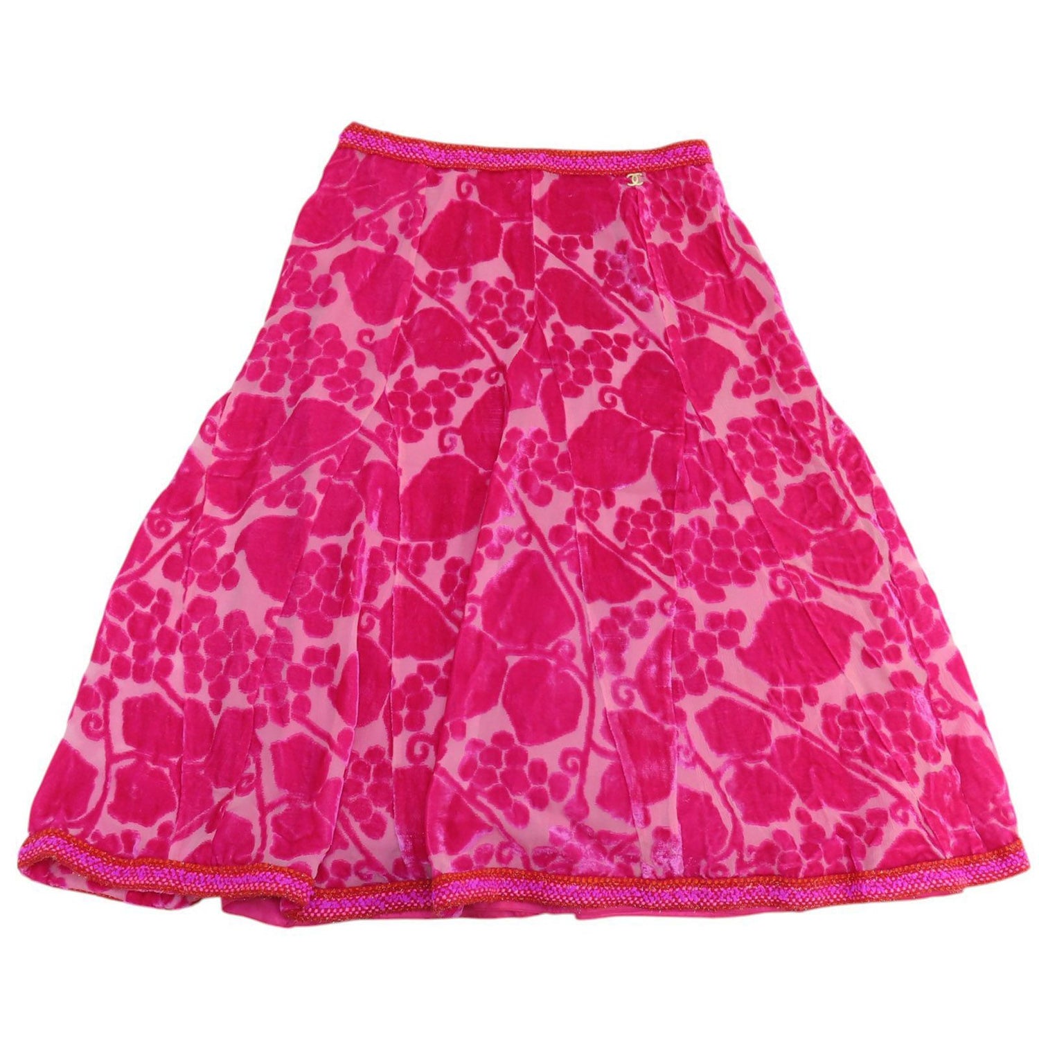 Chanel Pink Flannel Silk Skirt 36