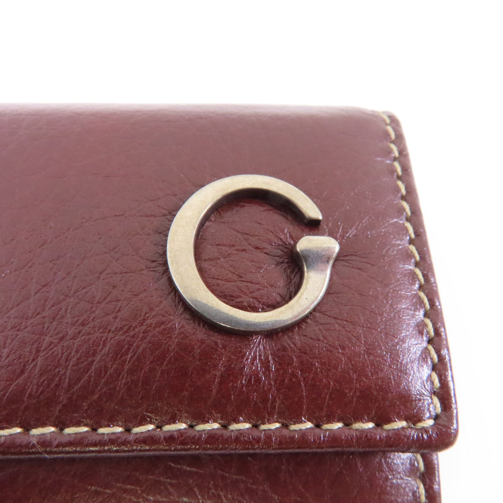 Gucci Cowhide Leather Key Case Silver Chain Spoon Baozhu Red Key Holder Bordeaux Red Calfskin (cowhide) 212177