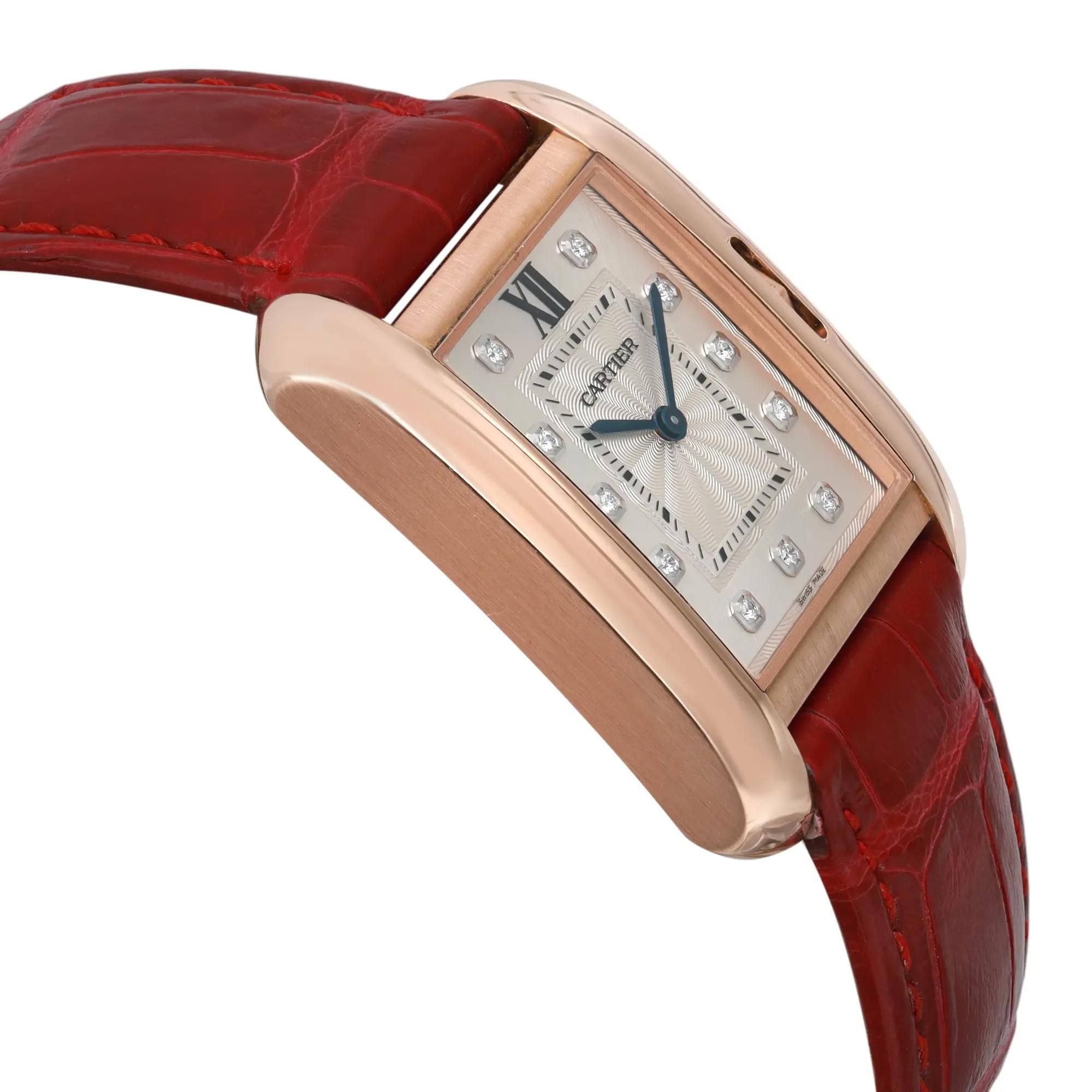 Cartier Tank Anglaise Silver Diamond Dial Ladies Quartz Watch WJTA0009