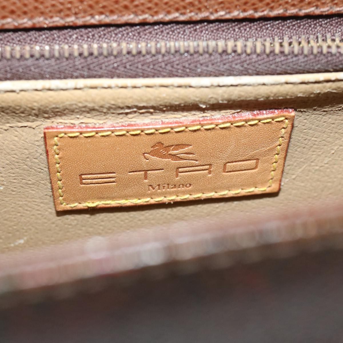 Etro Hand Bag Pvc Leather 2way Brown Auth
