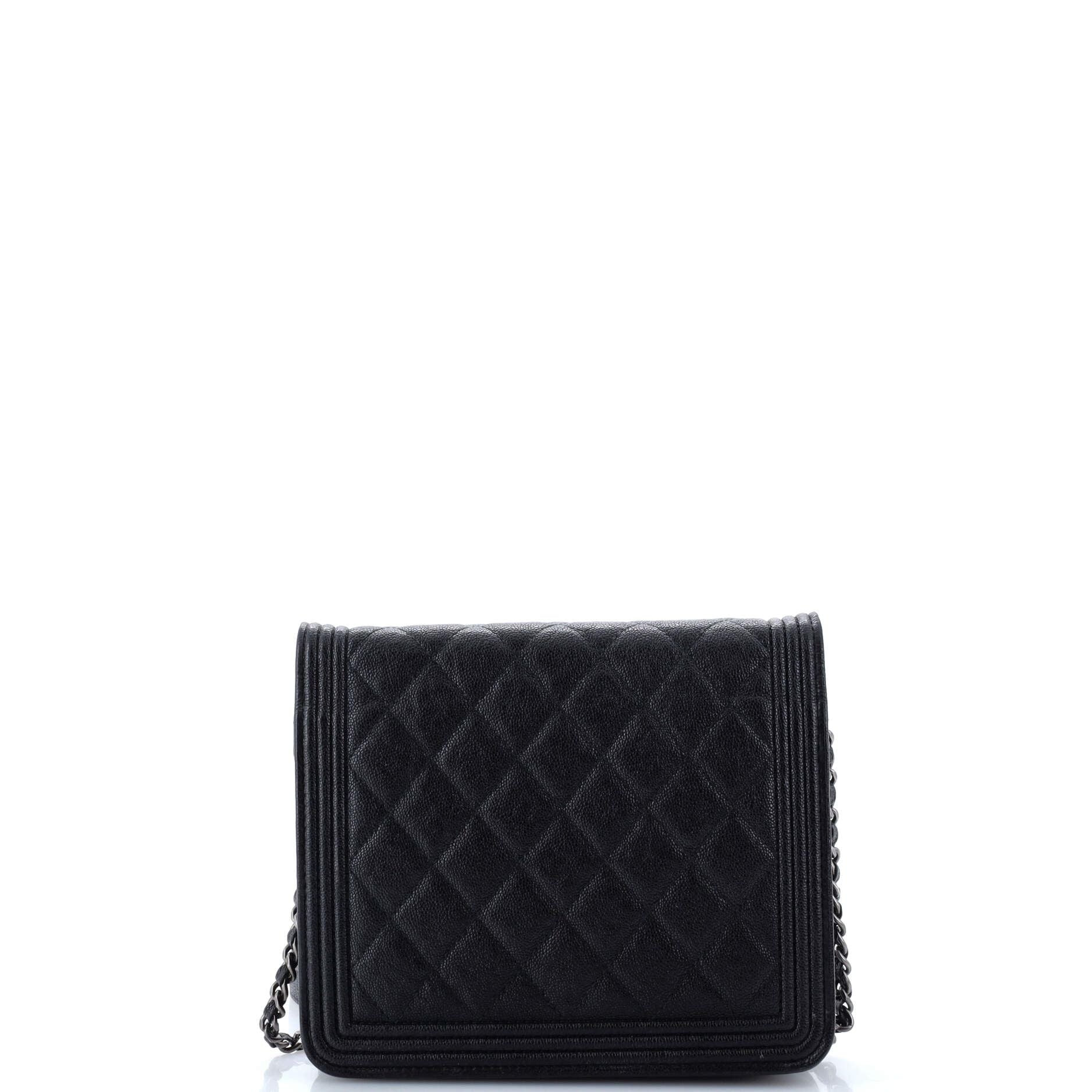 Chanel Boy Square Wallet On Chain Quilted Caviar
