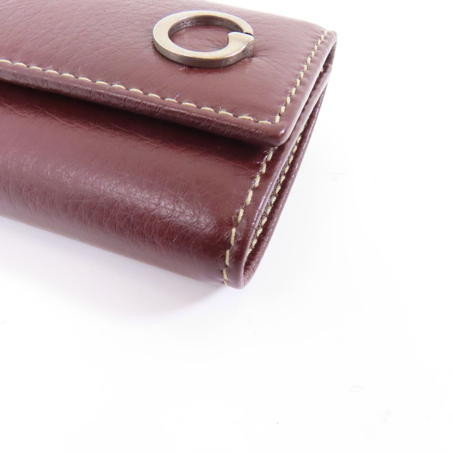 Gucci Cowhide Leather Key Case Silver Chain Spoon Baozhu Red Key Holder Bordeaux Red Calfskin (cowhide) 212177