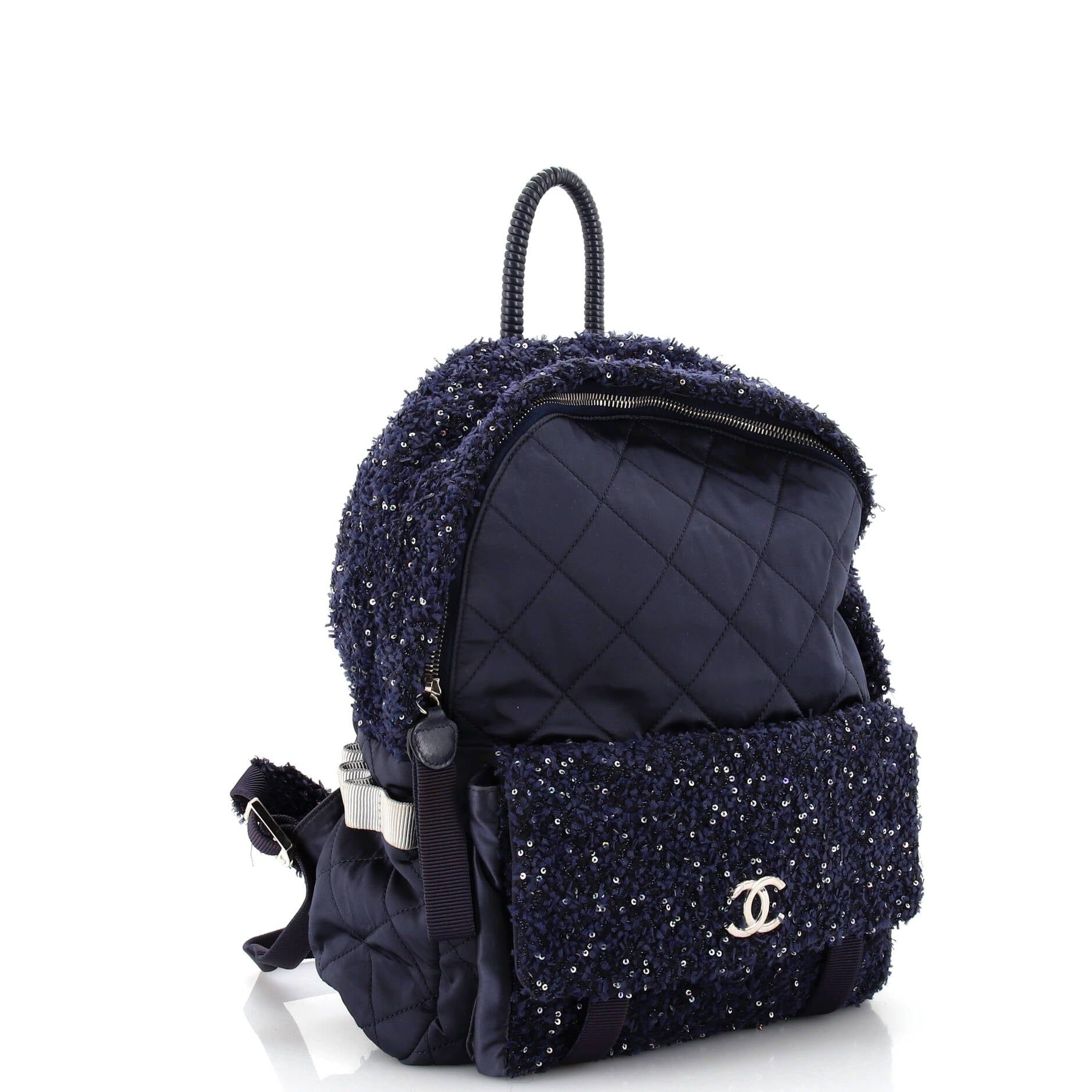Chanel Astronaut Essentials Backpack Quilted Nylon With Tweed Medium