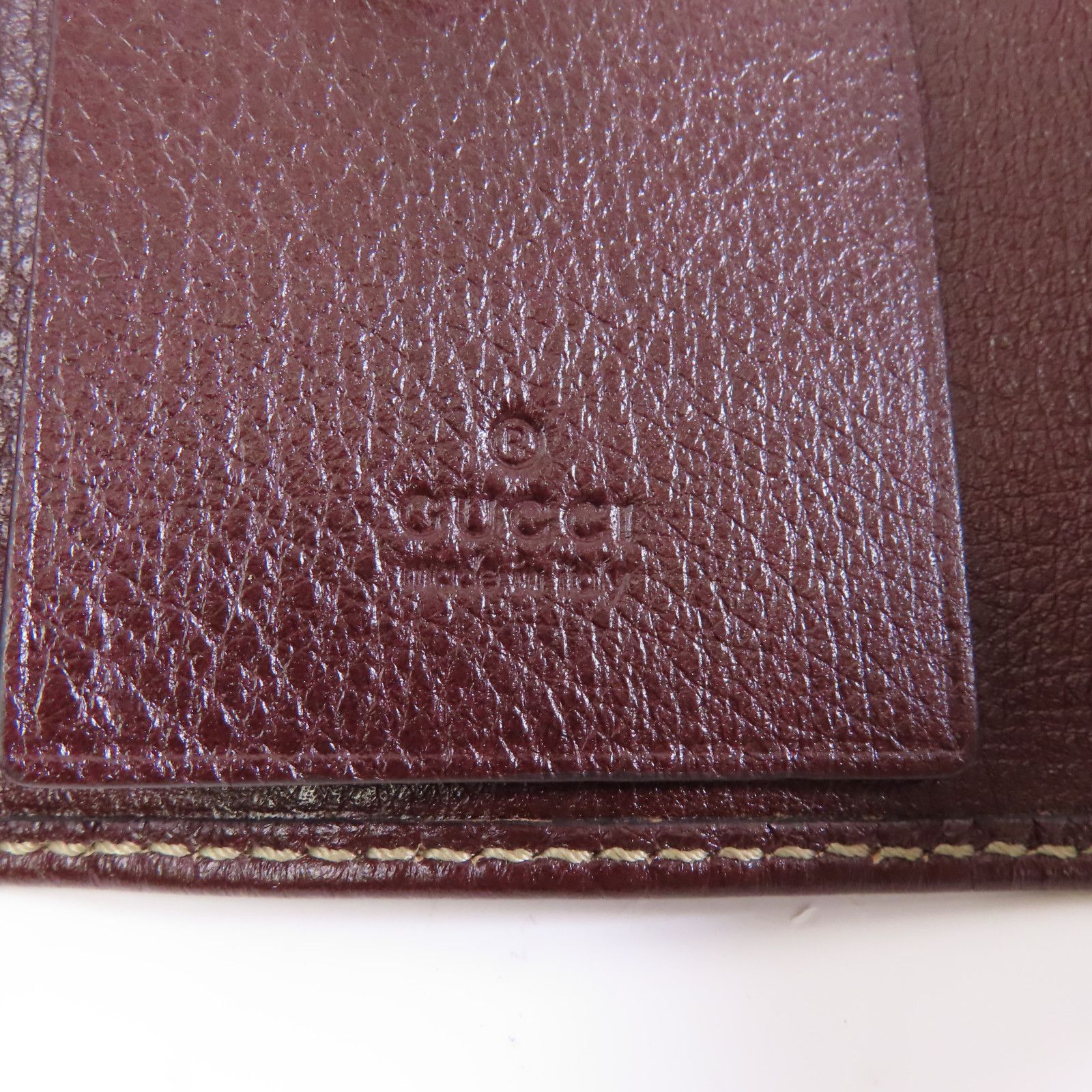 Gucci Cowhide Leather Key Case Silver Chain Spoon Baozhu Red Key Holder Bordeaux Red Calfskin (cowhide) 212177