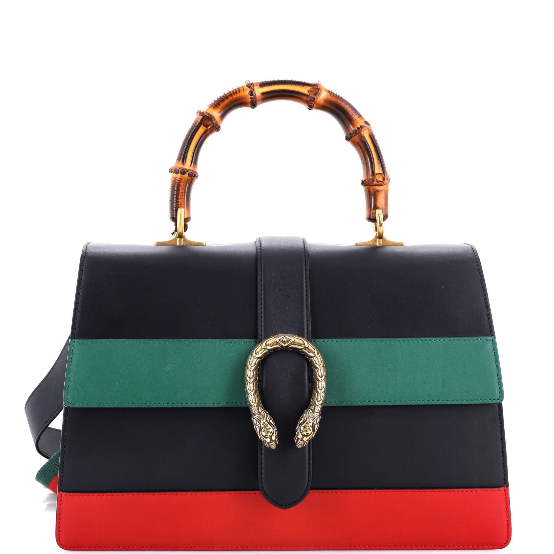 Gucci Dionysus Bamboo Top Handle Bag Colorblock Leather Large