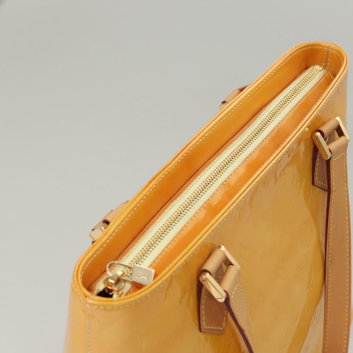 Louis Vuitton Vernis Houston Hand Bag Lime Yellow M 91055 Lv Auth