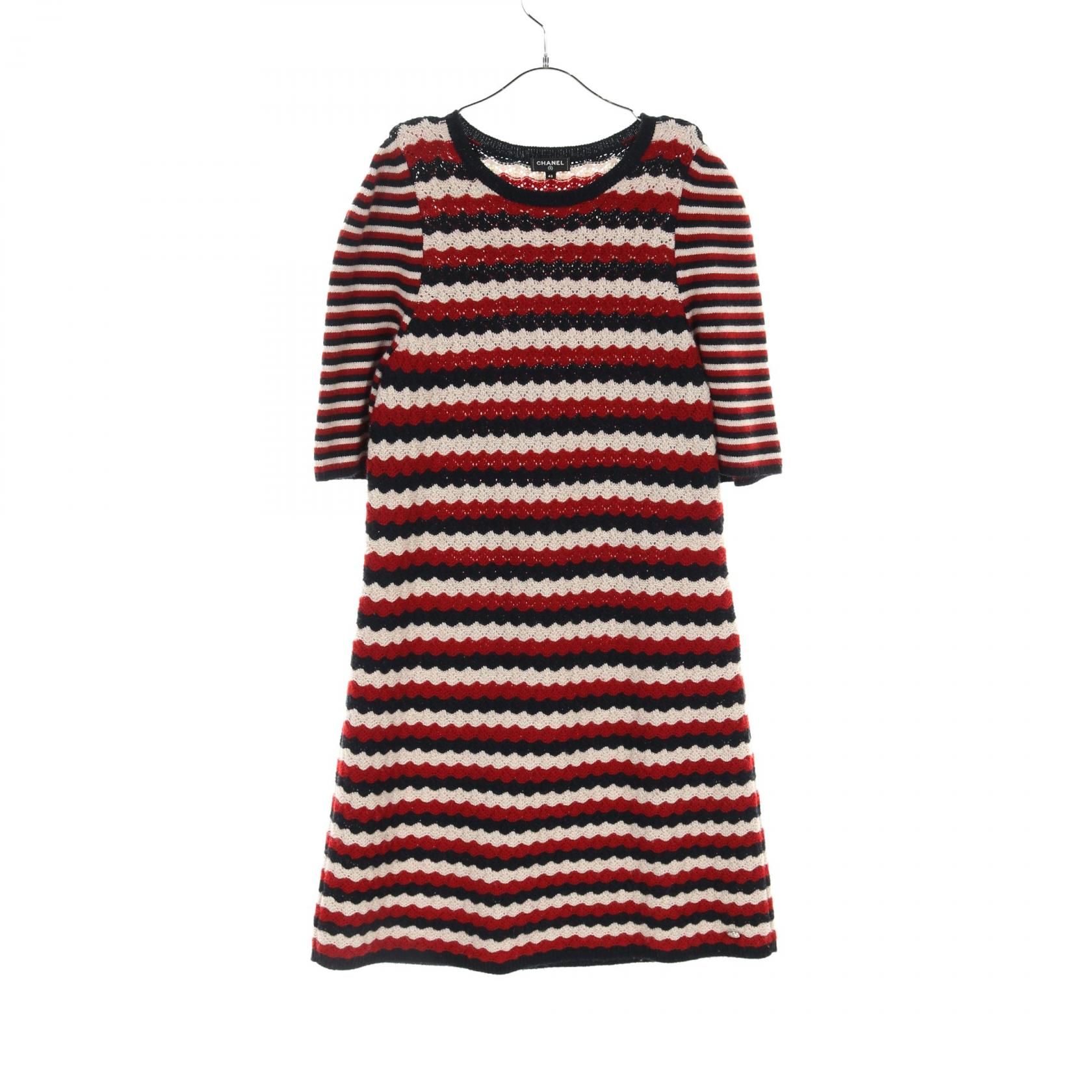 Chanel Navy Red White Dress Other Cashmere P 57823k 07567