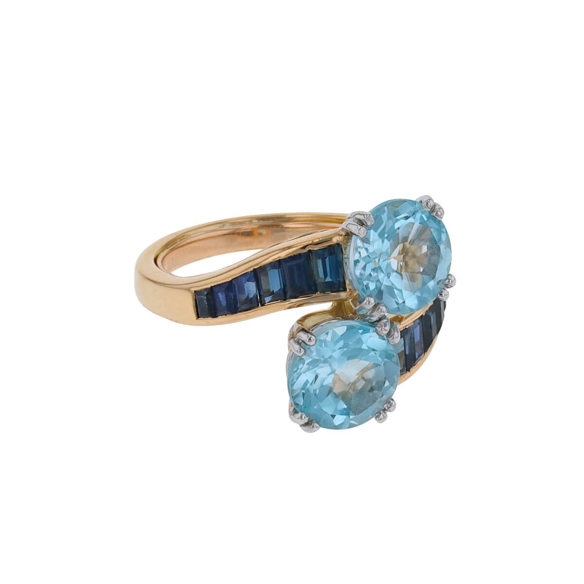 Sapphires, topazes and gold ring
